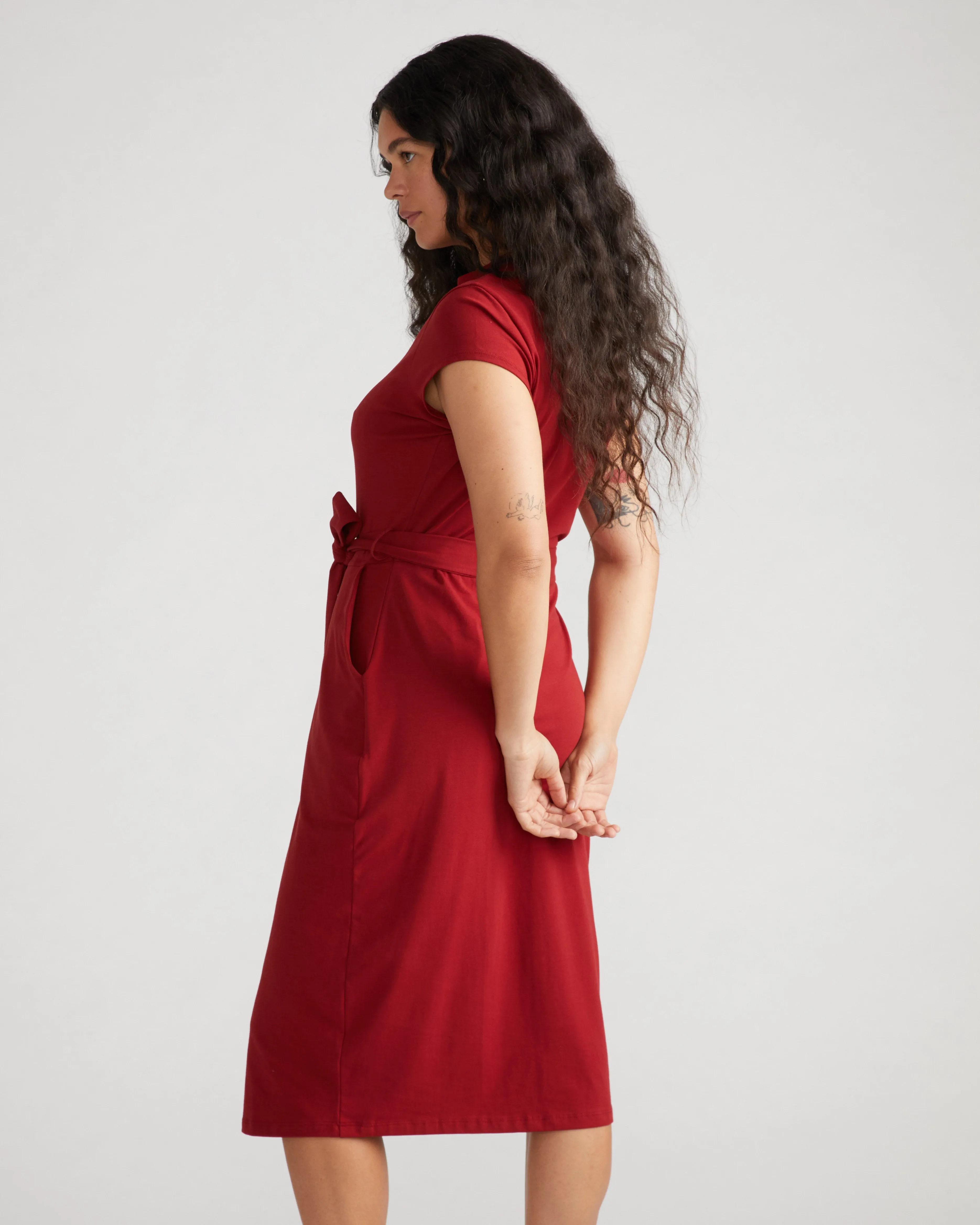 Band Collar Jersey Tie Travel Dress - Rich Soil sold by Universal Standard product image thumbnail 3