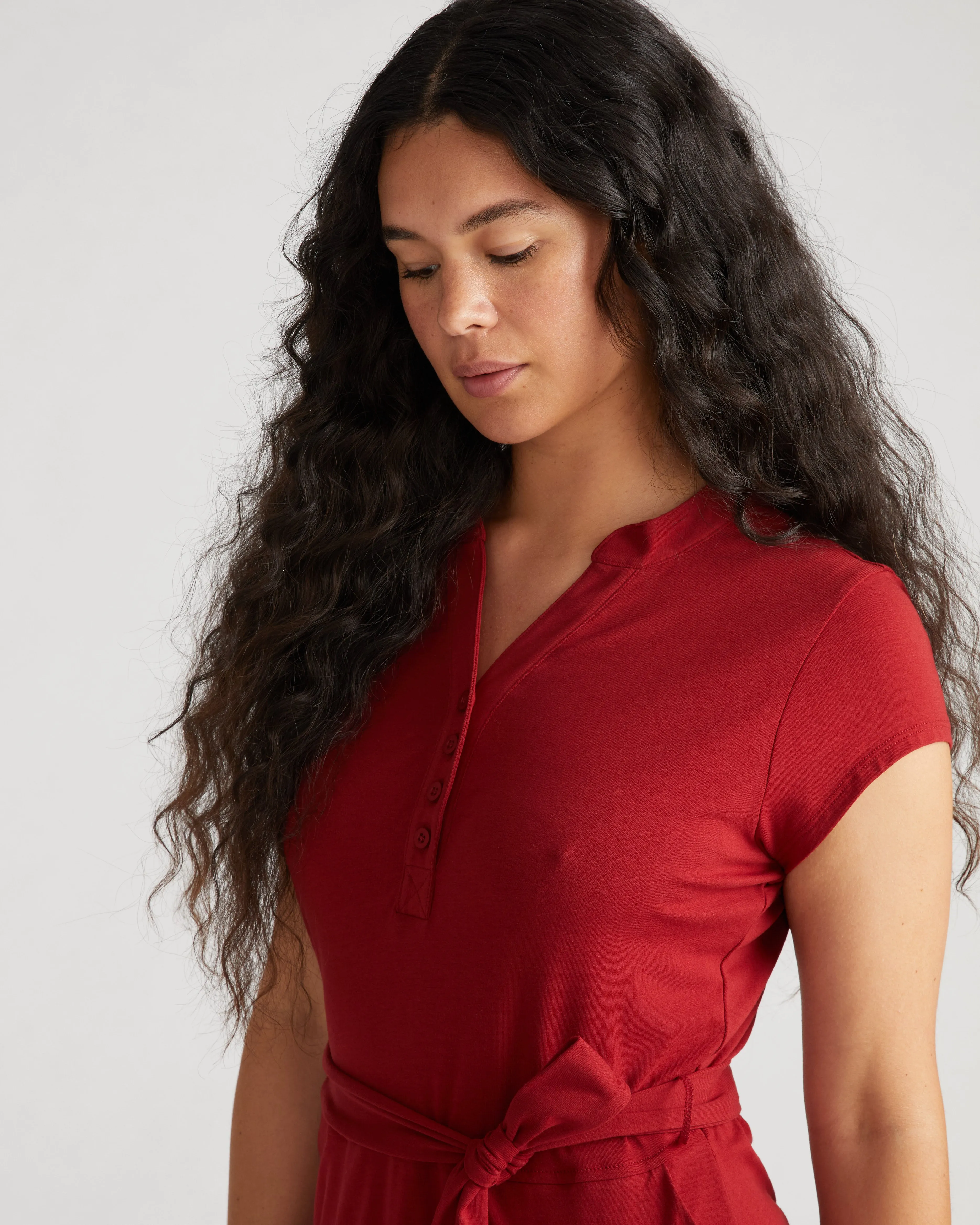 Band Collar Jersey Tie Travel Dress - Rich Soil sold by Universal Standard product image thumbnail 2