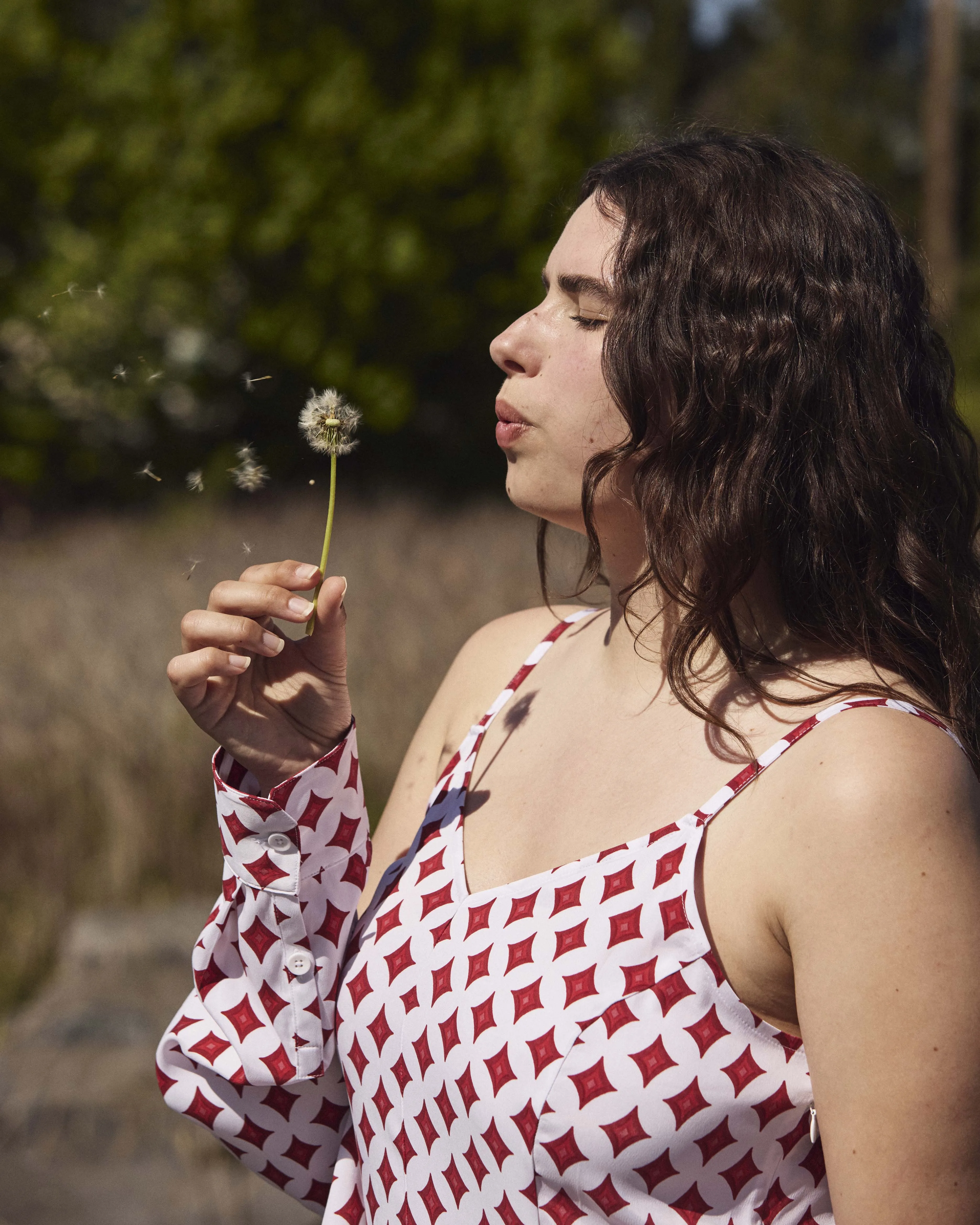 Amber Cooling Cupro Slip Dress - Morningstar Print in Red sold by Universal Standard product image thumbnail 2