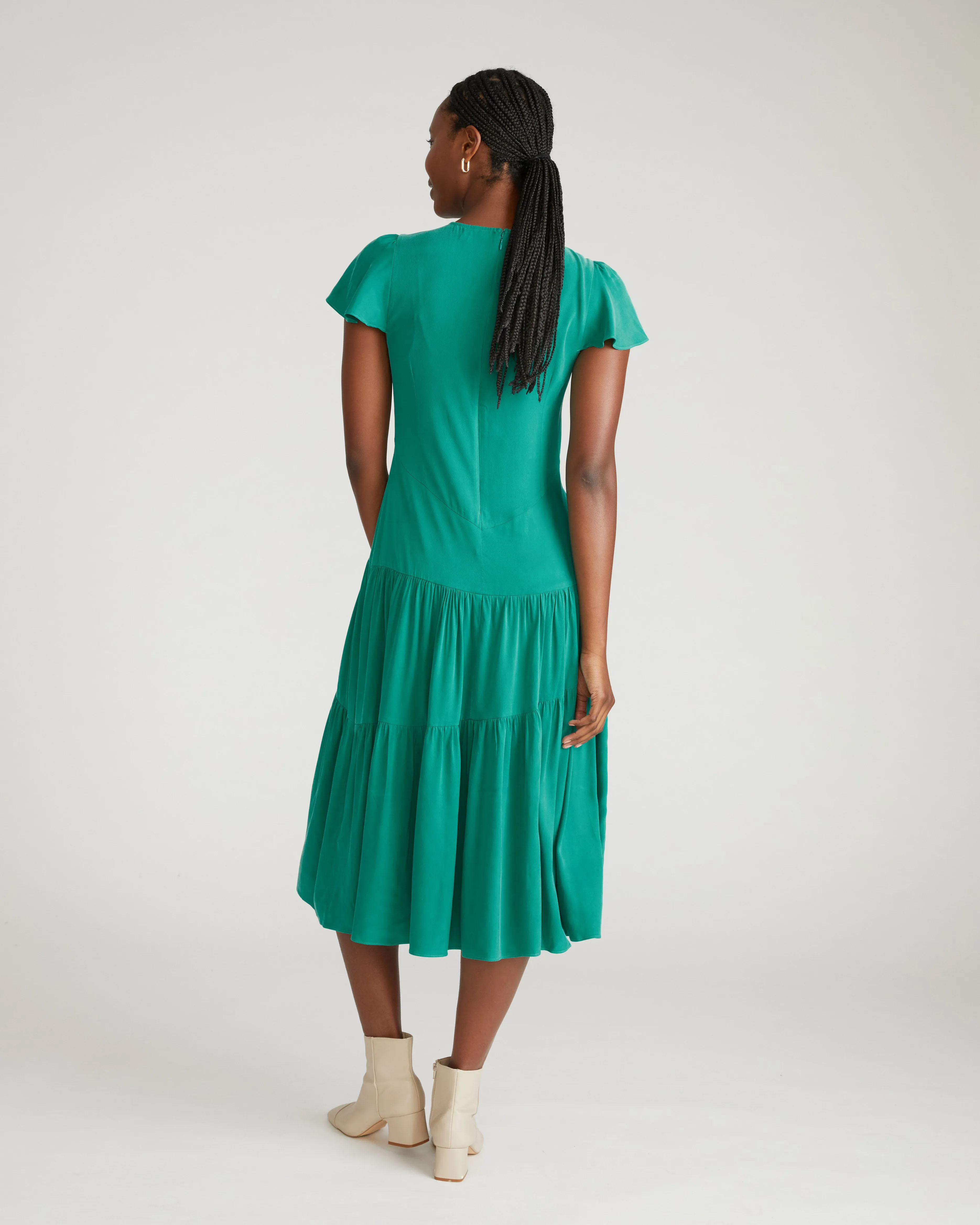 Mariella Stretch Cupro Dress - Green Tourmaline sold by Universal Standard product image thumbnail 3