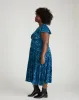 Mariella Stretch Cupro Dress - Rose Print in Deep Teal sold by Universal Standard
