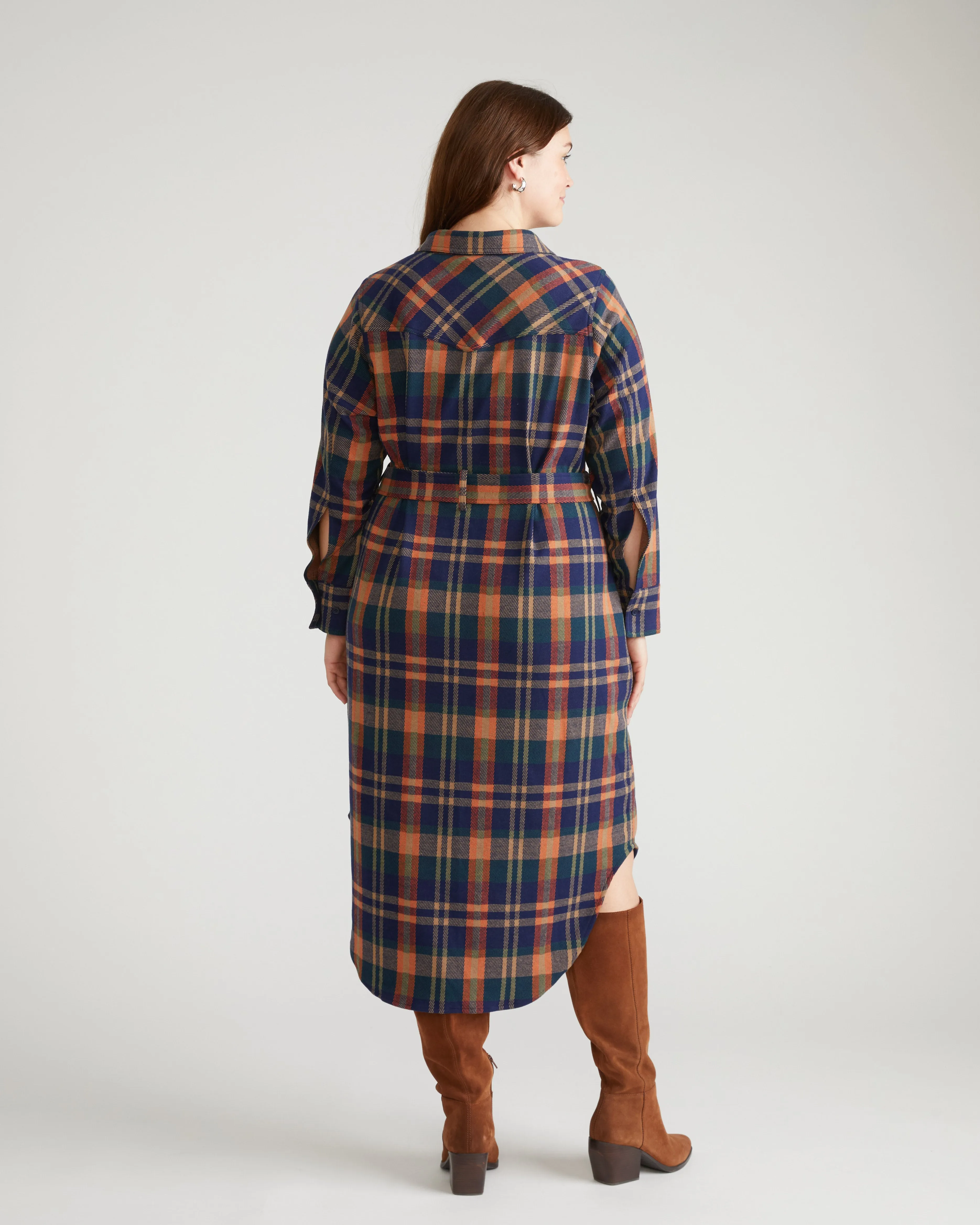 Morgan Stretch Flannel Shirtdress - Autumn Apple Plaid sold by Universal Standard product image thumbnail 3