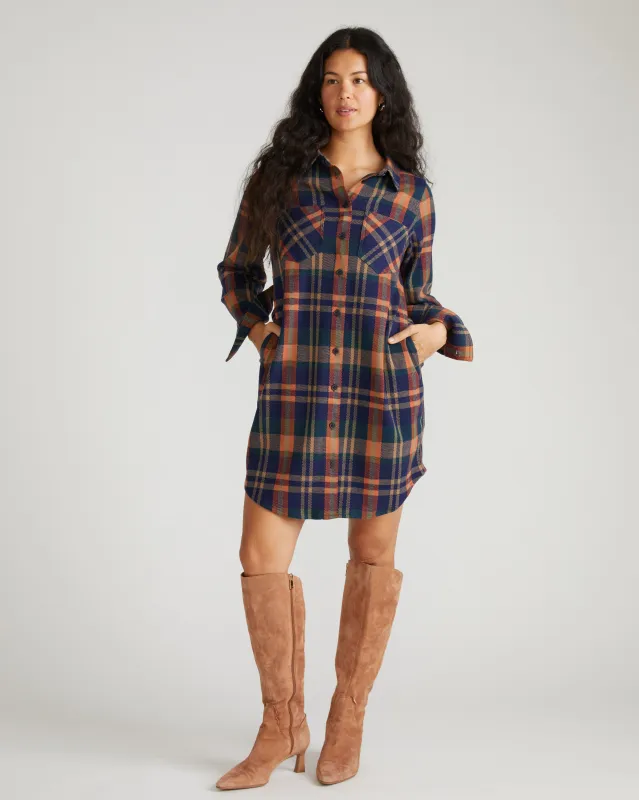 Maine Stretch Flannel Shirtdress - Autumn Apple Plaid sold by Universal Standard