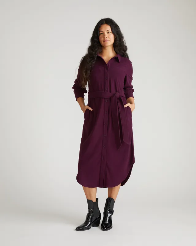 Morgan Stretch Flannel Shirtdress - Gamay sold by Universal Standard