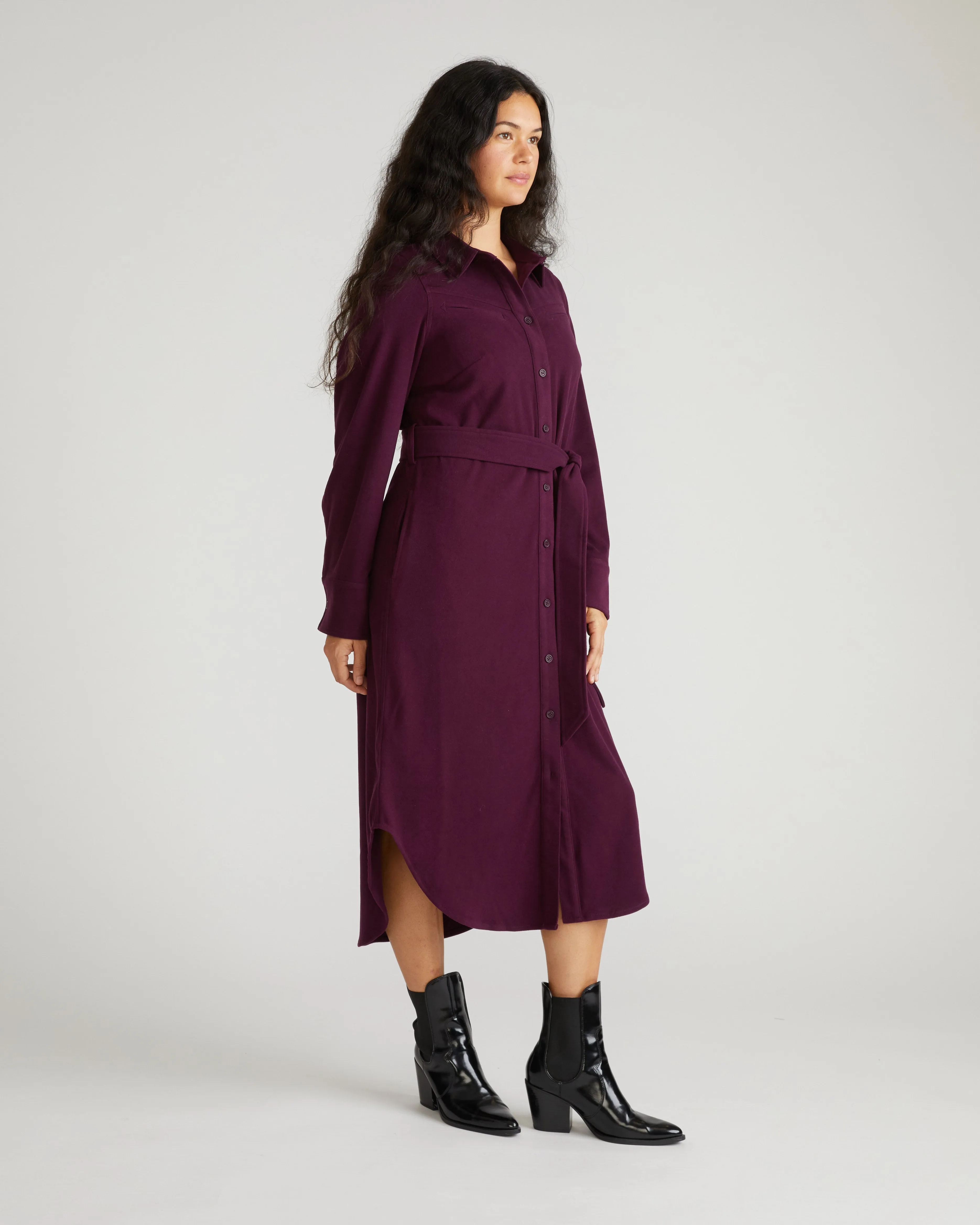 Morgan Stretch Flannel Shirtdress - Gamay sold by Universal Standard product image thumbnail 2