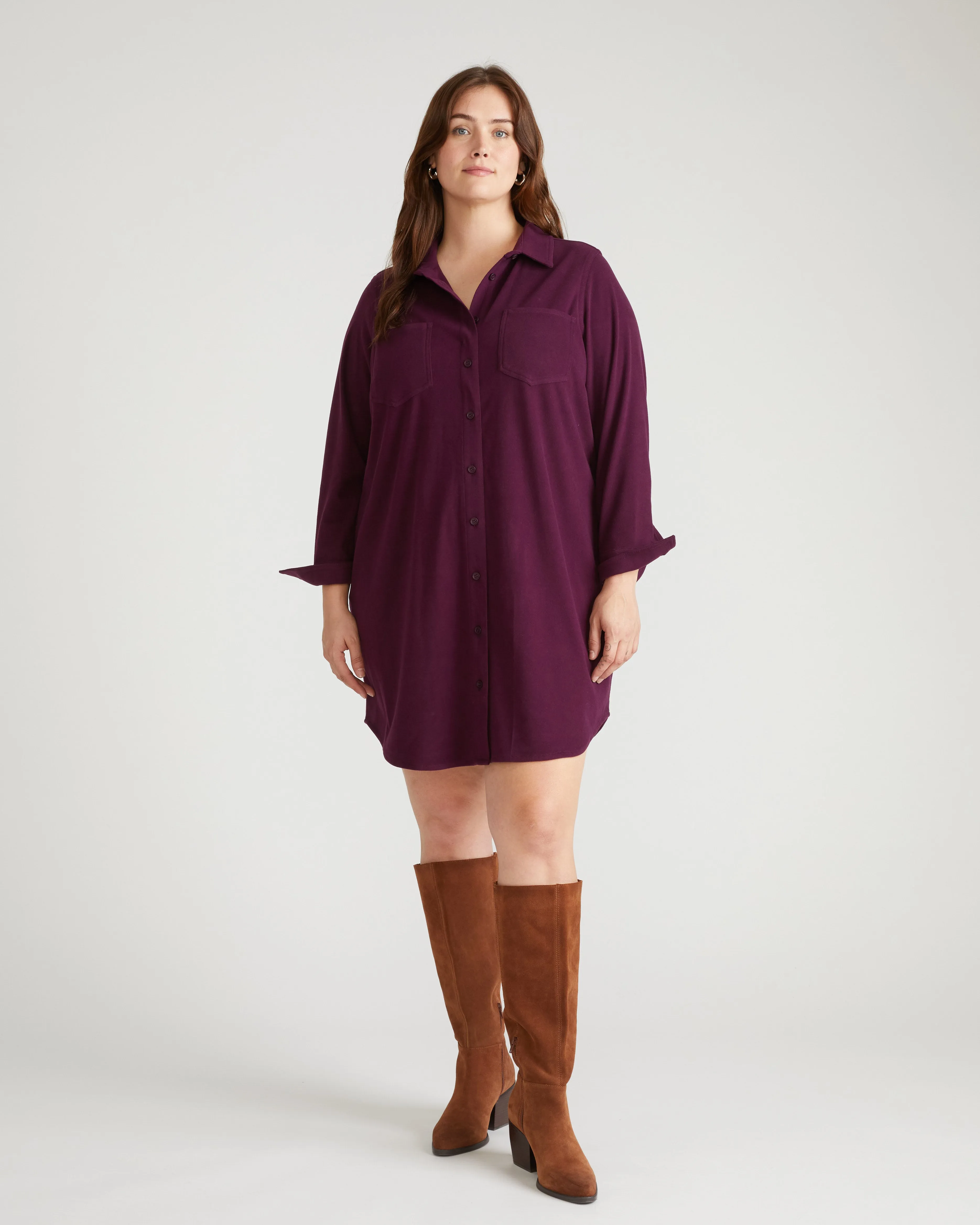 Maine Stretch Flannel Shirtdress - Gamay sold by Universal Standard product image thumbnail 2