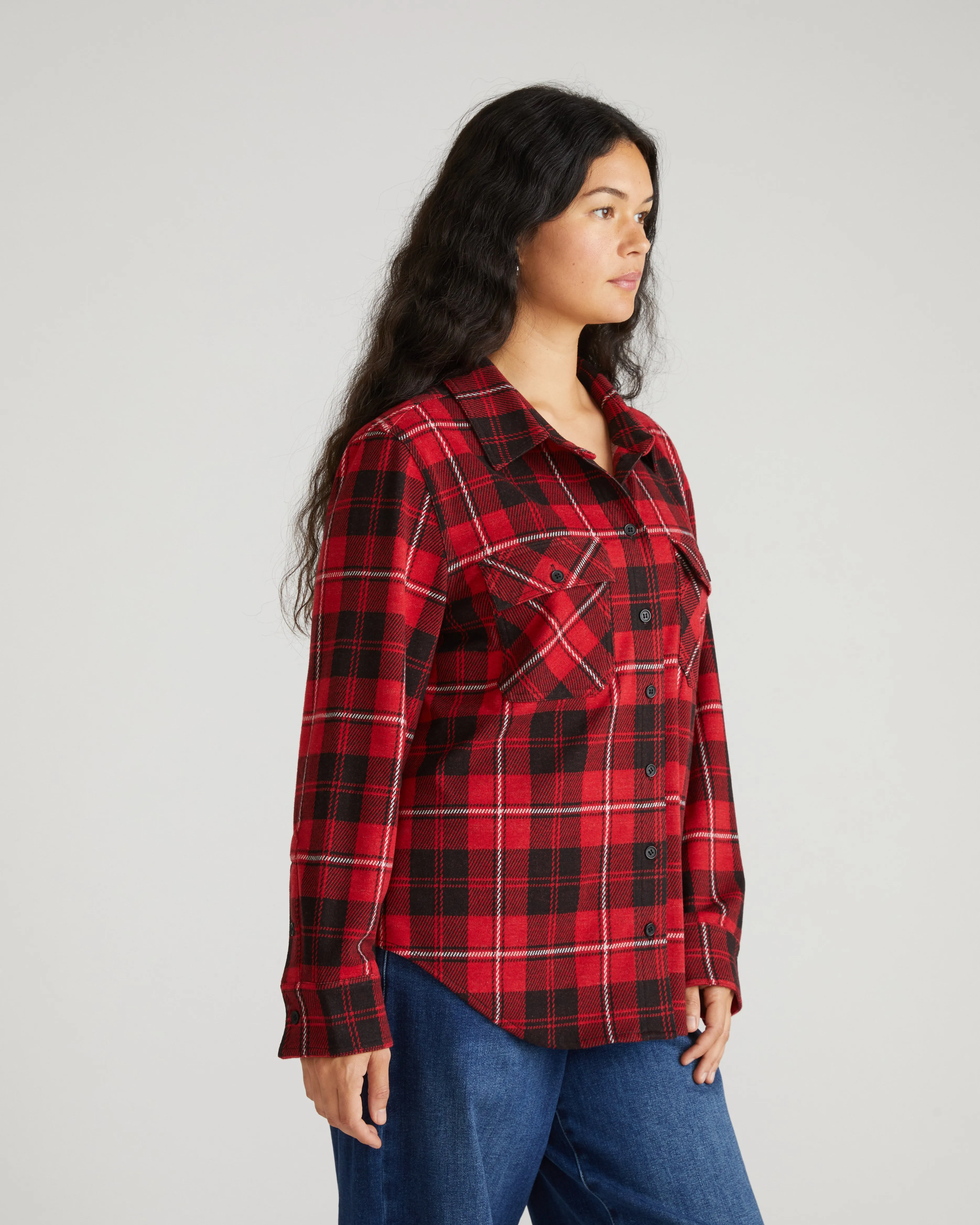 Maine Stretch Flannel Shirt - Ridge Brew Red Plaid sold by Universal Standard product image thumbnail 2