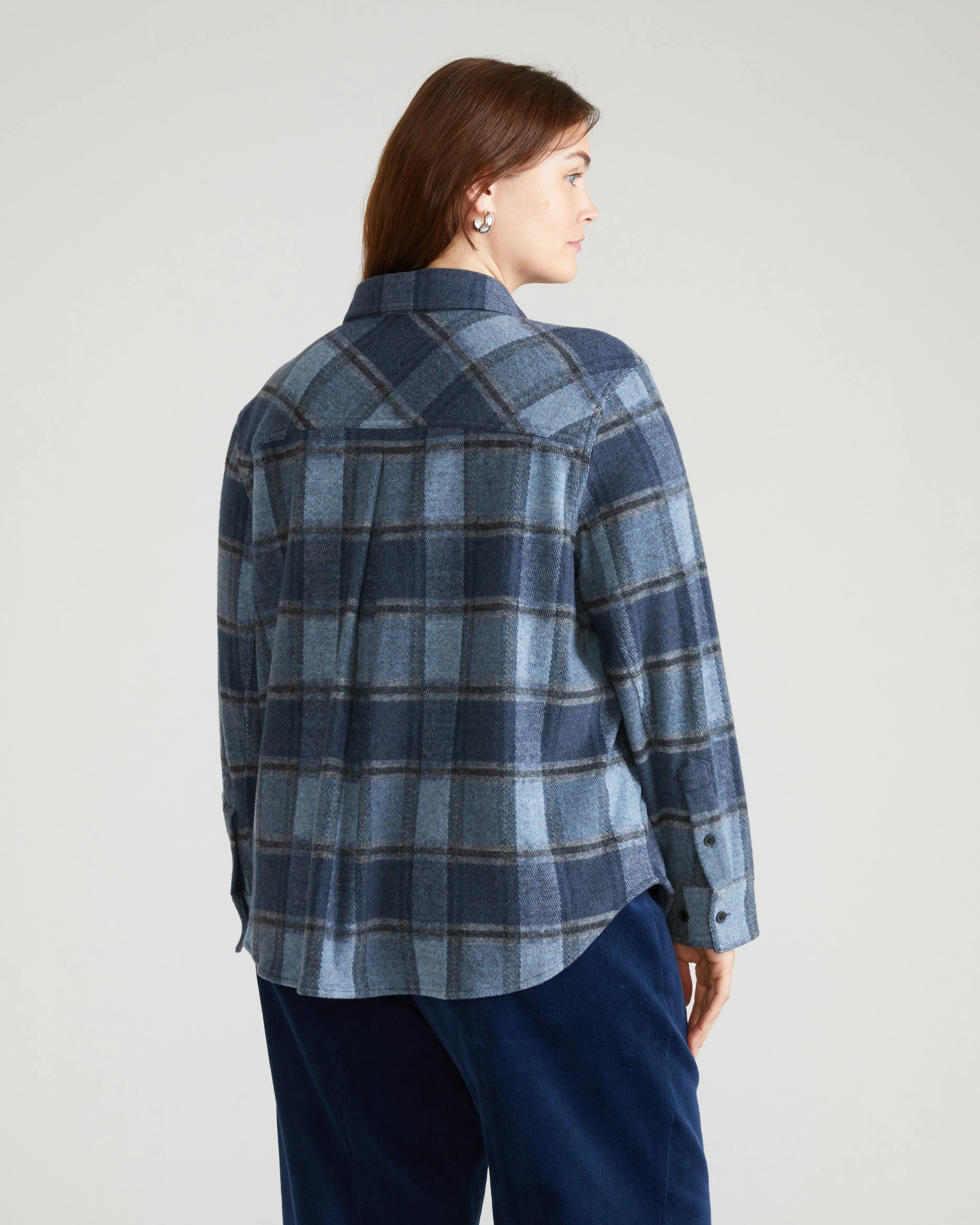 Maine Stretch Flannel Shirt - Heather Fog Plaid sold by Universal Standard product image thumbnail 3