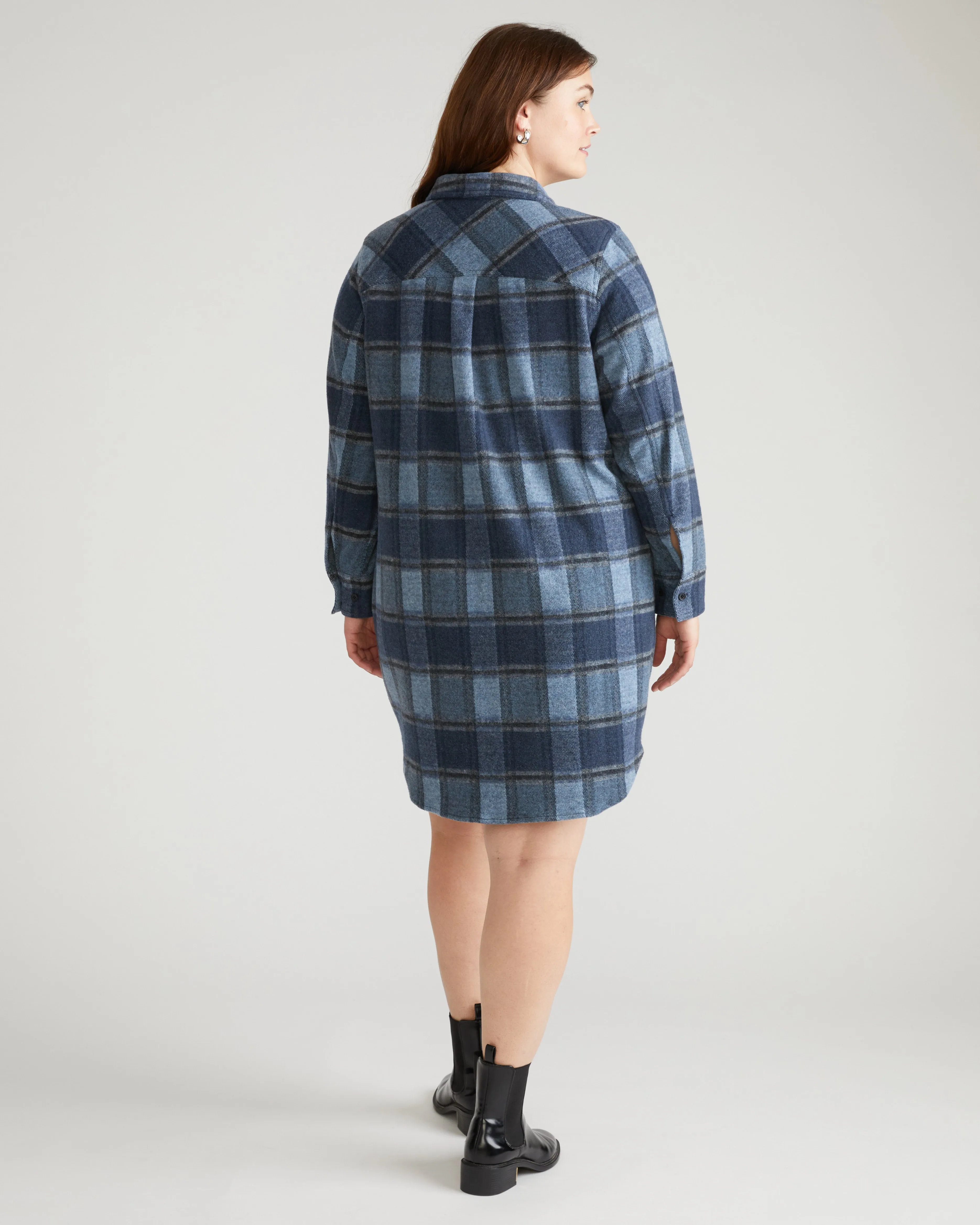 Maine Stretch Flannel Shirtdress - Heather Fog Plaid sold by Universal Standard product image thumbnail 3