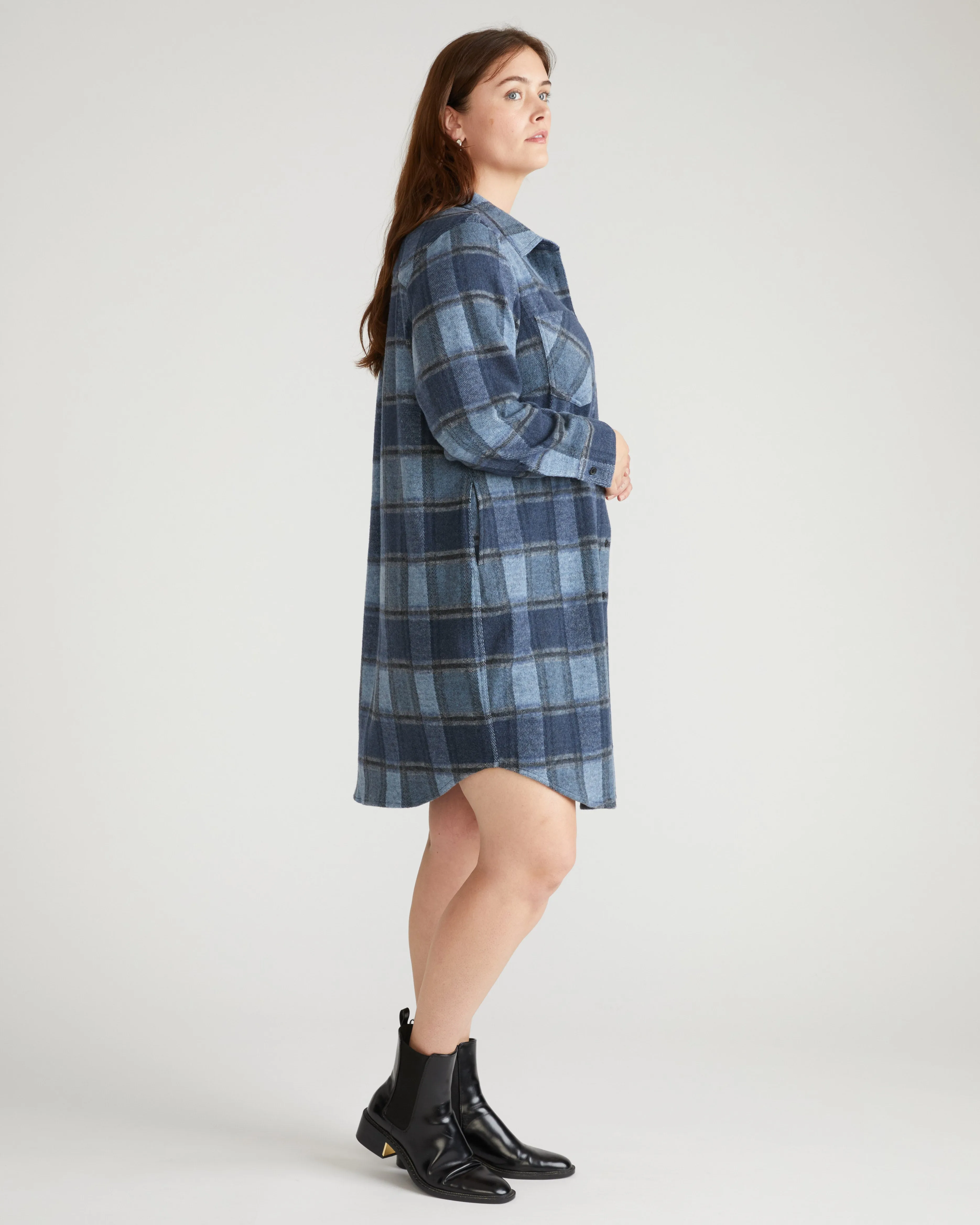 Maine Stretch Flannel Shirtdress - Heather Fog Plaid sold by Universal Standard product image thumbnail 2