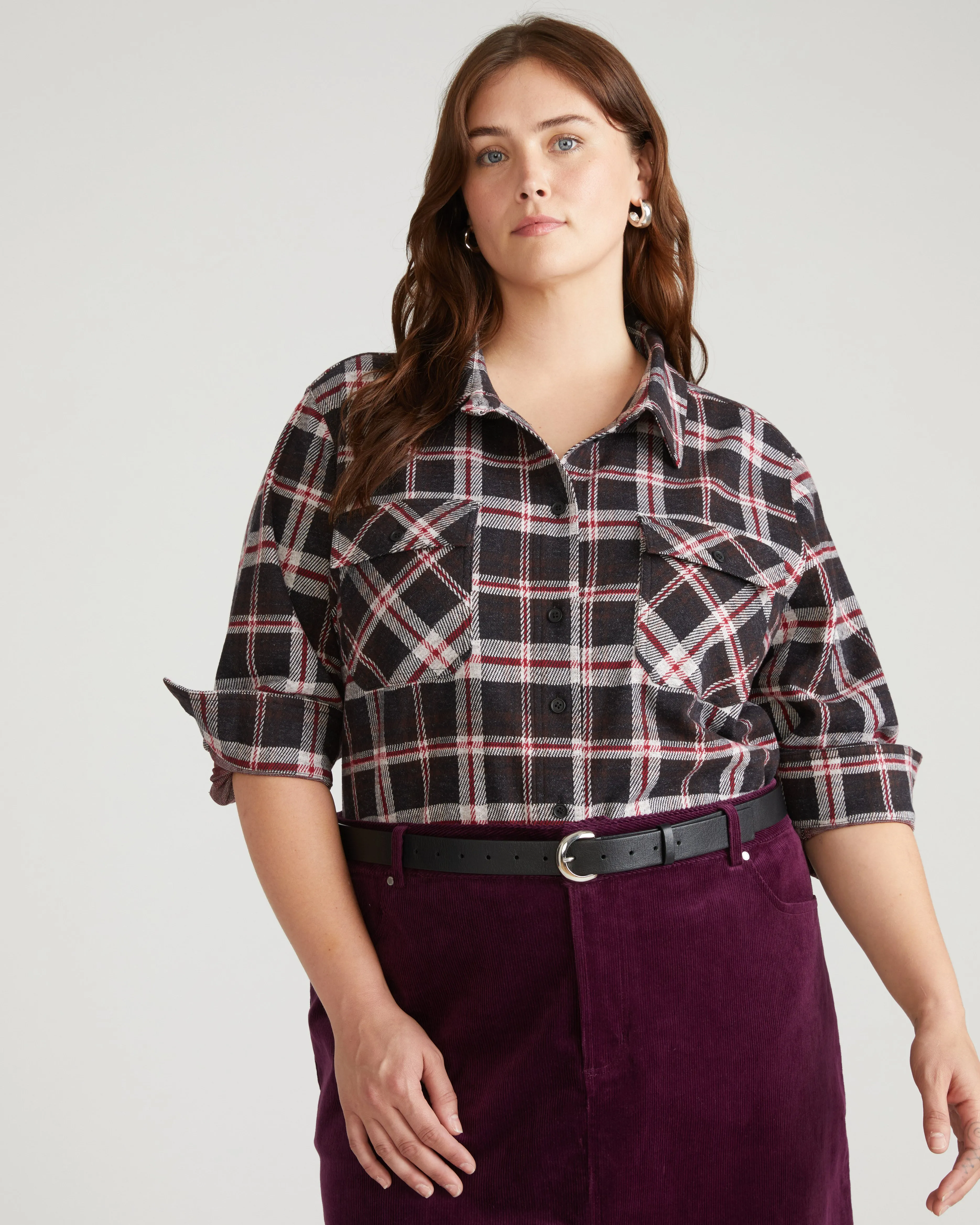 Maine Stretch Flannel Shirt - Poppy Plaid sold by Universal Standard product image thumbnail 3