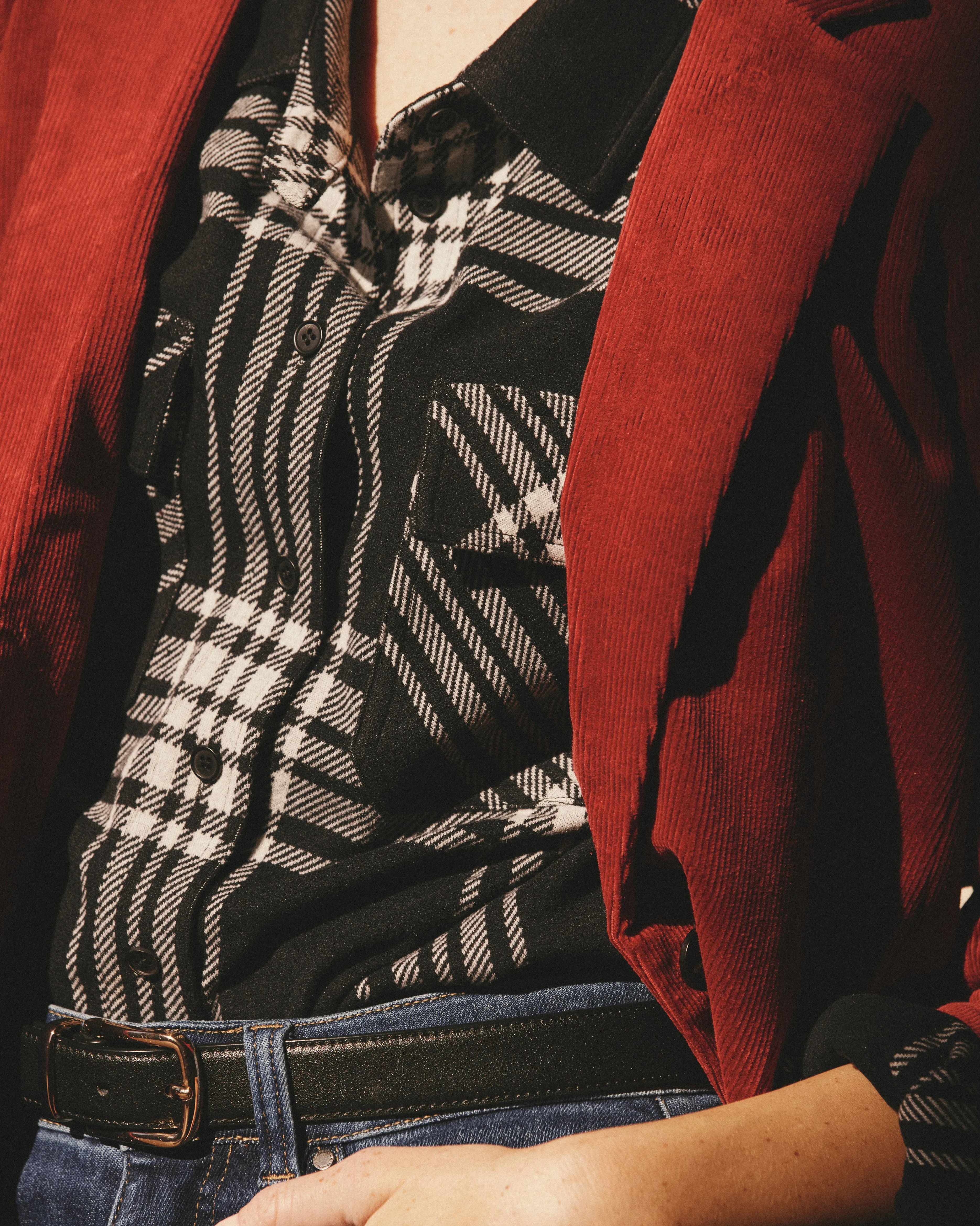 Maine Stretch Flannel Shirt - Highland Hug Black Plaid sold by Universal Standard product image thumbnail 5