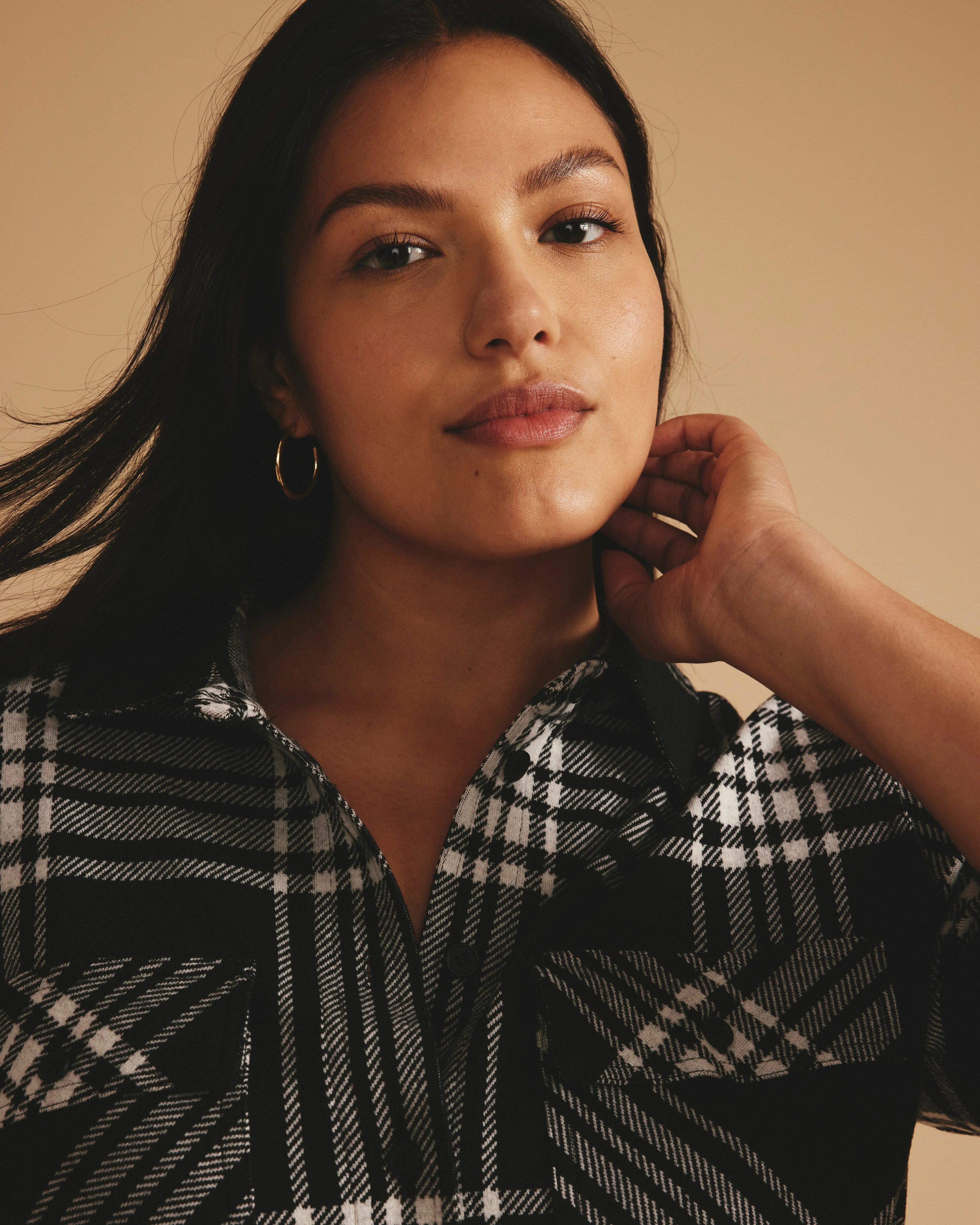 Maine Stretch Flannel Shirt - Highland Hug Black Plaid sold by Universal Standard product image thumbnail 3