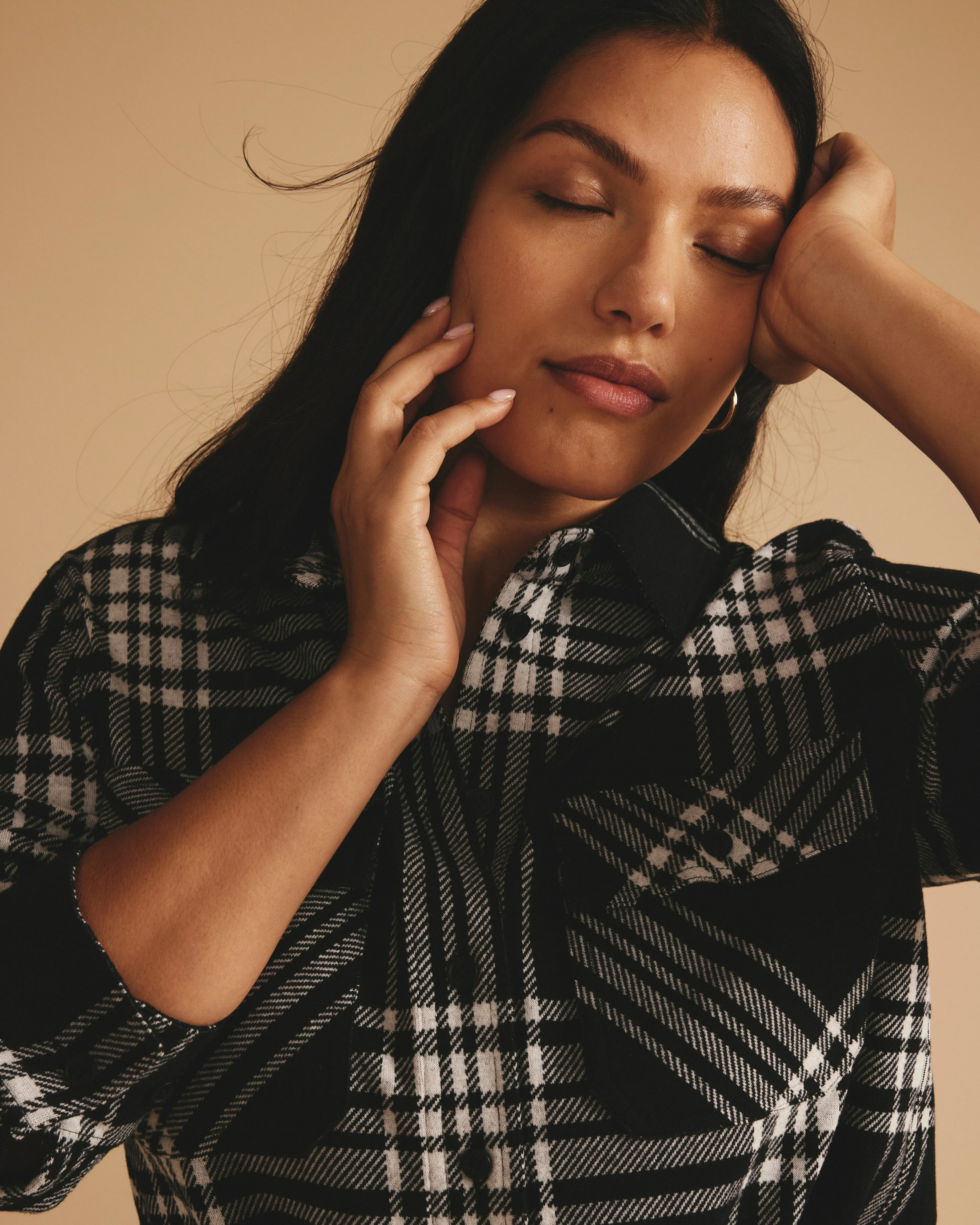 Maine Stretch Flannel Shirt - Highland Hug Black Plaid sold by Universal Standard