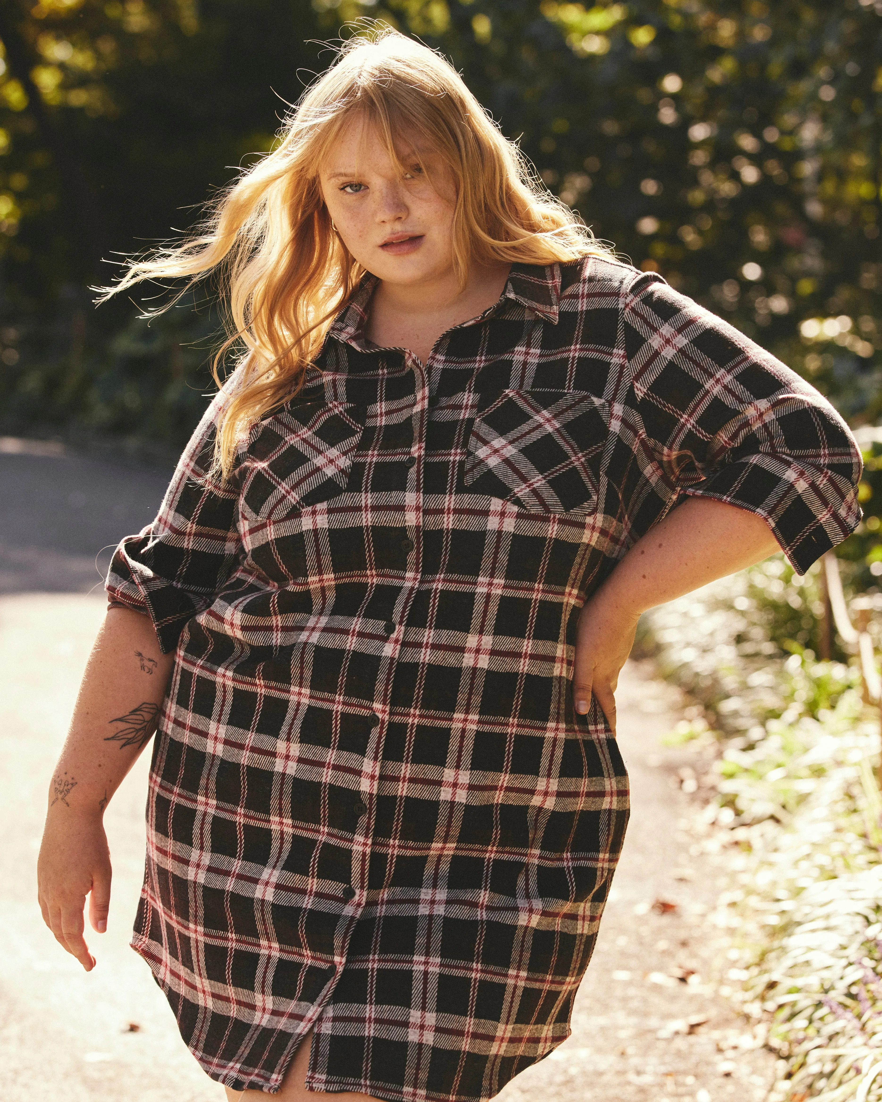Maine Stretch Flannel Shirtdress - Poppy Plaid sold by Universal Standard