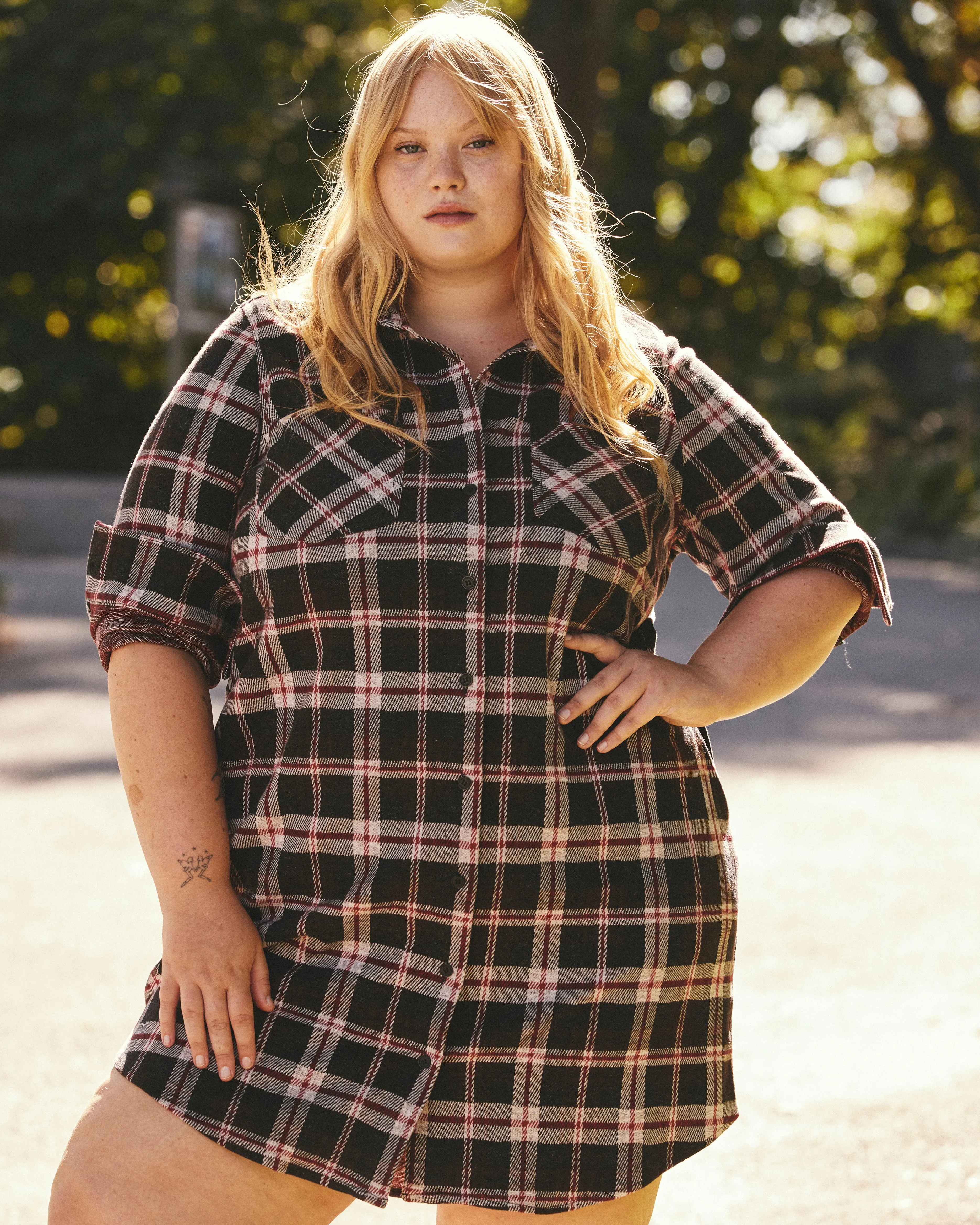 Maine Stretch Flannel Shirtdress - Poppy Plaid sold by Universal Standard product image thumbnail 3
