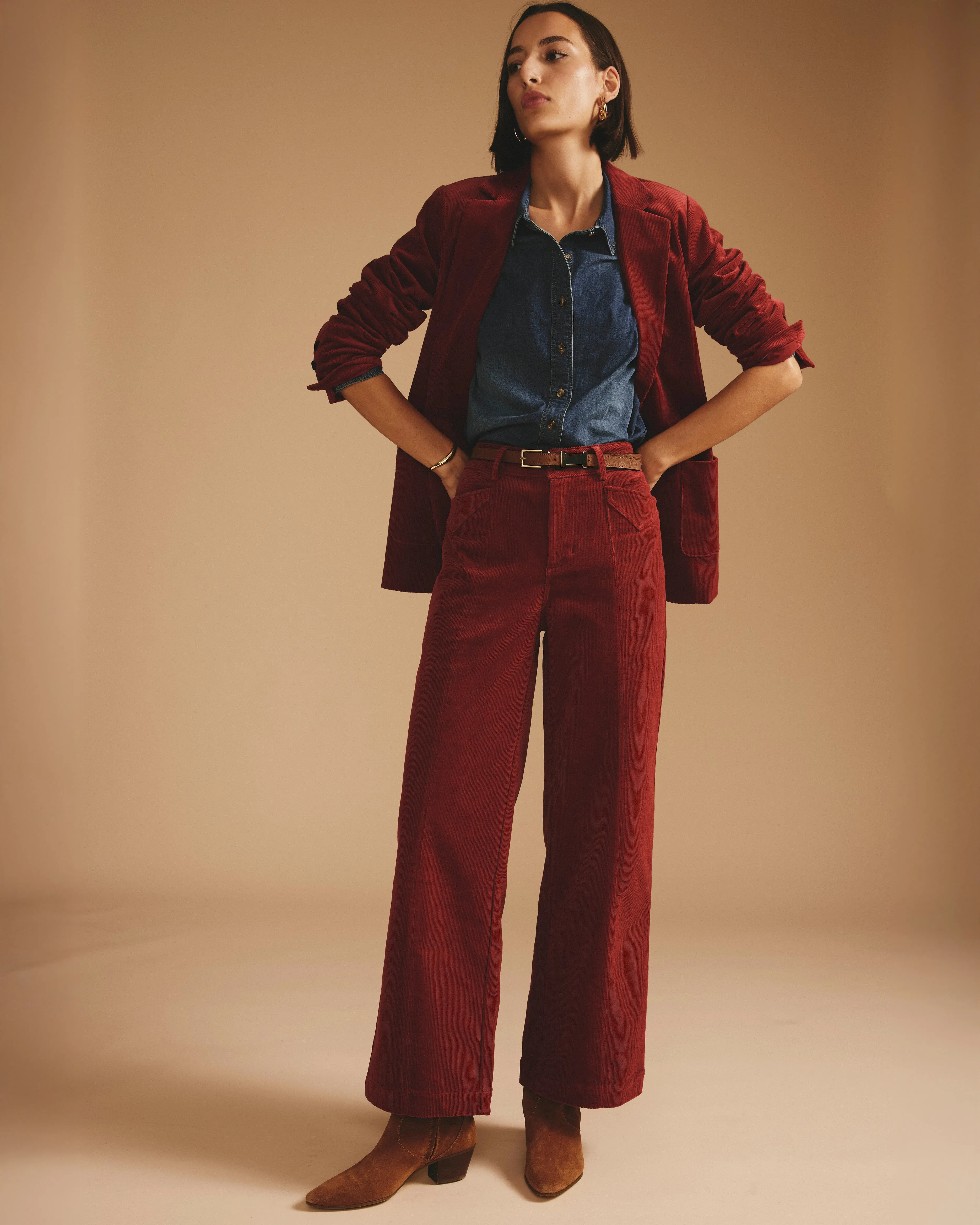 Camila Wide Leg Corduroy Pants - Autumnal Red sold by Universal Standard