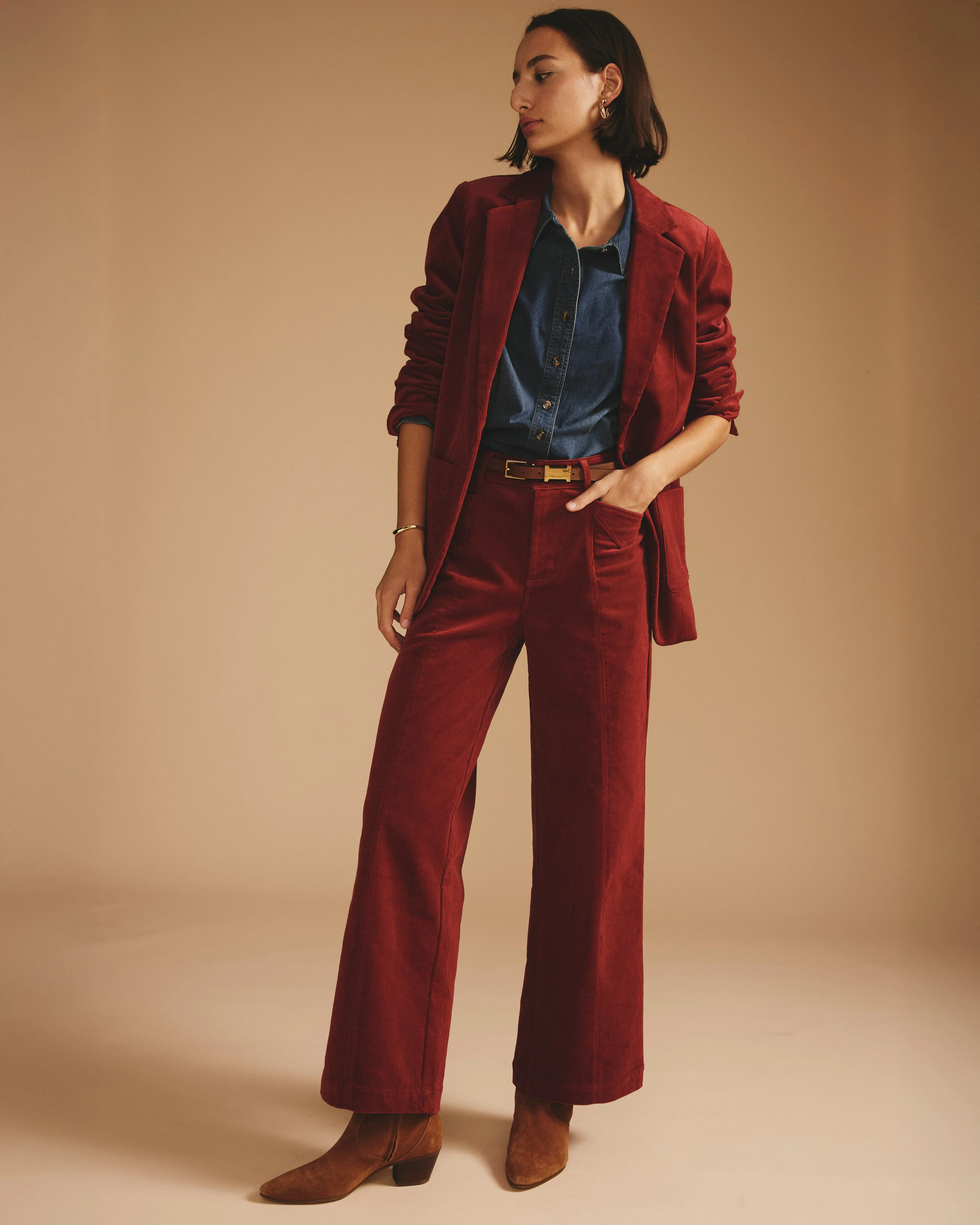 Camila Wide Leg Corduroy Pants - Autumnal Red sold by Universal Standard product image thumbnail 4