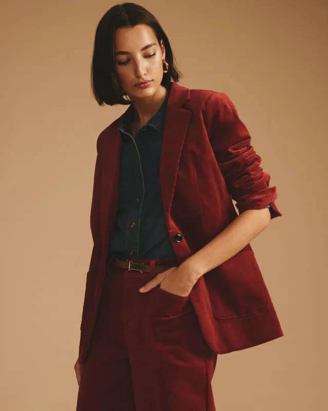 Davis Corduroy Blazer - Autumnal Red sold by Universal Standard