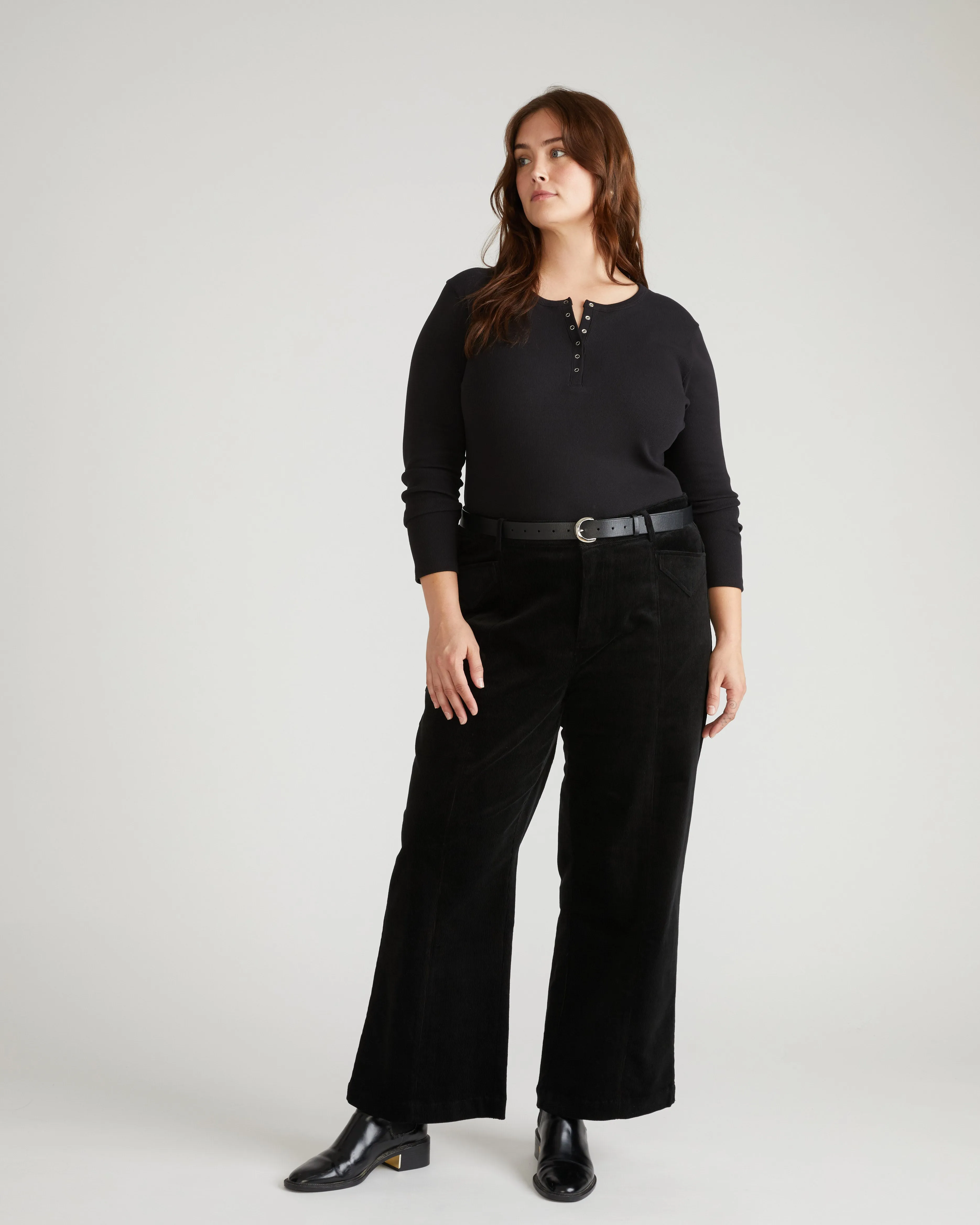 Camila Wide Leg Corduroy Pants - Black sold by Universal Standard product image thumbnail 3