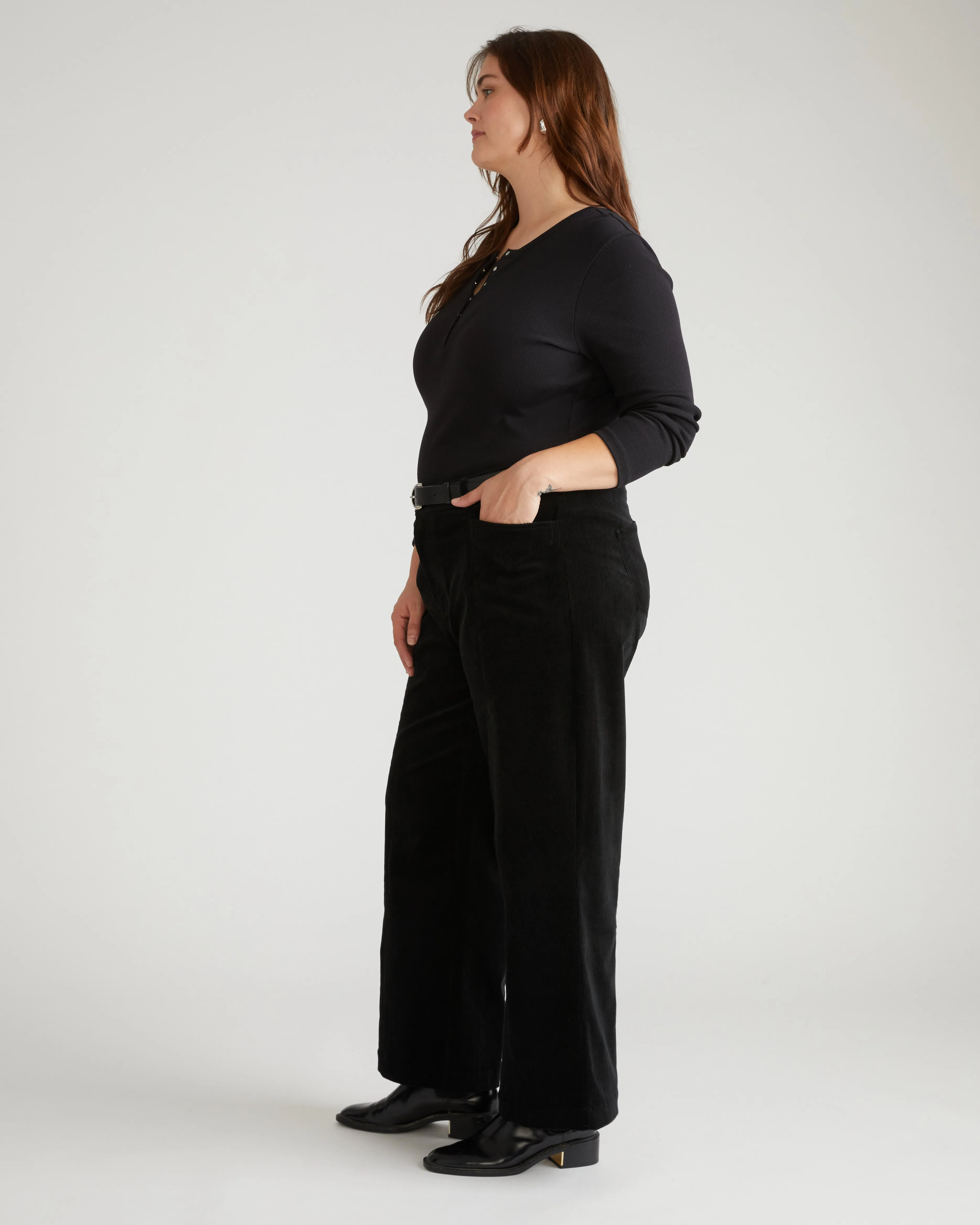 Camila Wide Leg Corduroy Pants - Black sold by Universal Standard product image thumbnail 4