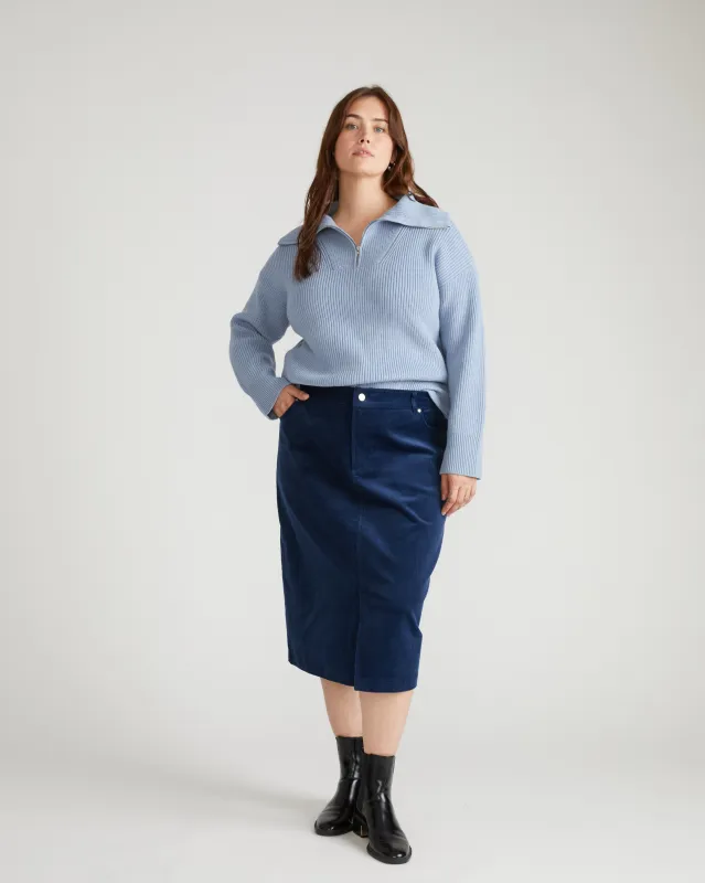 Suzi Corduroy Skirt - Pageant Blue sold by Universal Standard