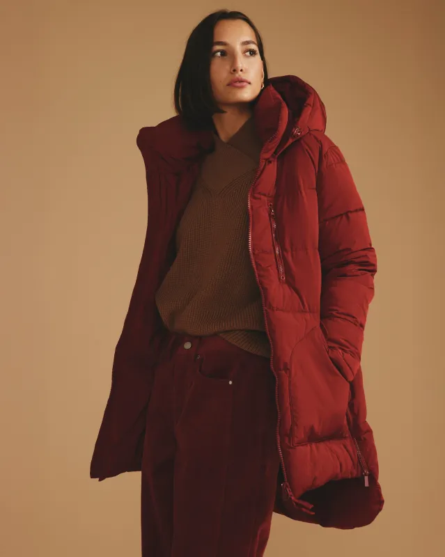 Matterhorn Mid Hooded Puffer - Autumnal Red sold by Universal Standard