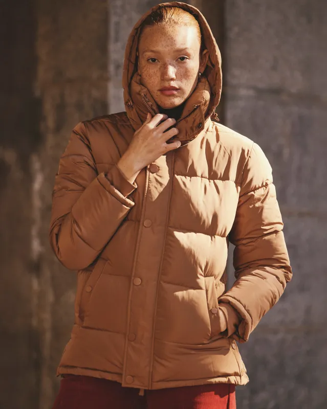 Rainier Short Hooded Puffer - Classic Camel made by Universal Standard