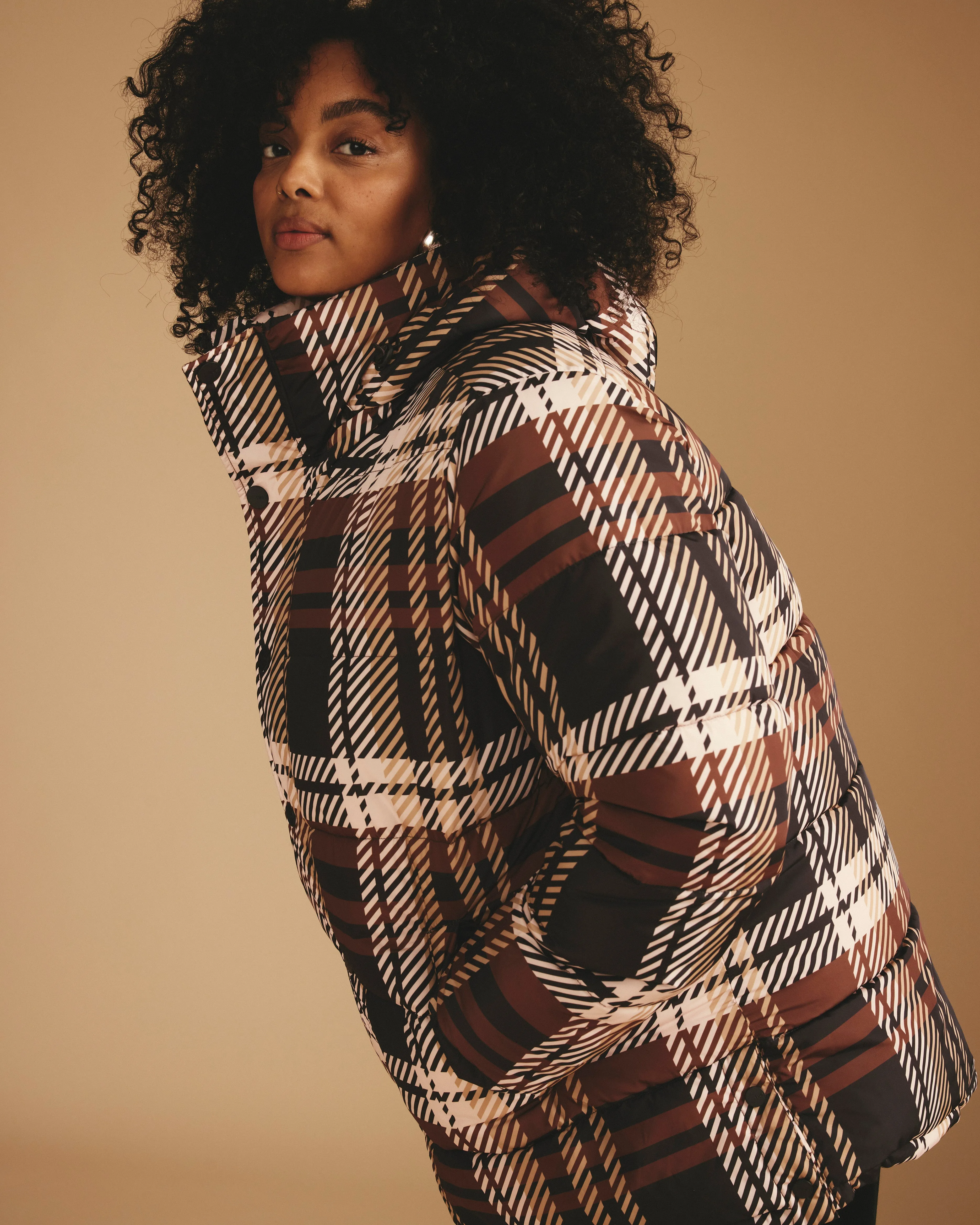 Rainier Short Hooded Puffer - Brindle Chai sold by Universal Standard product image thumbnail 4