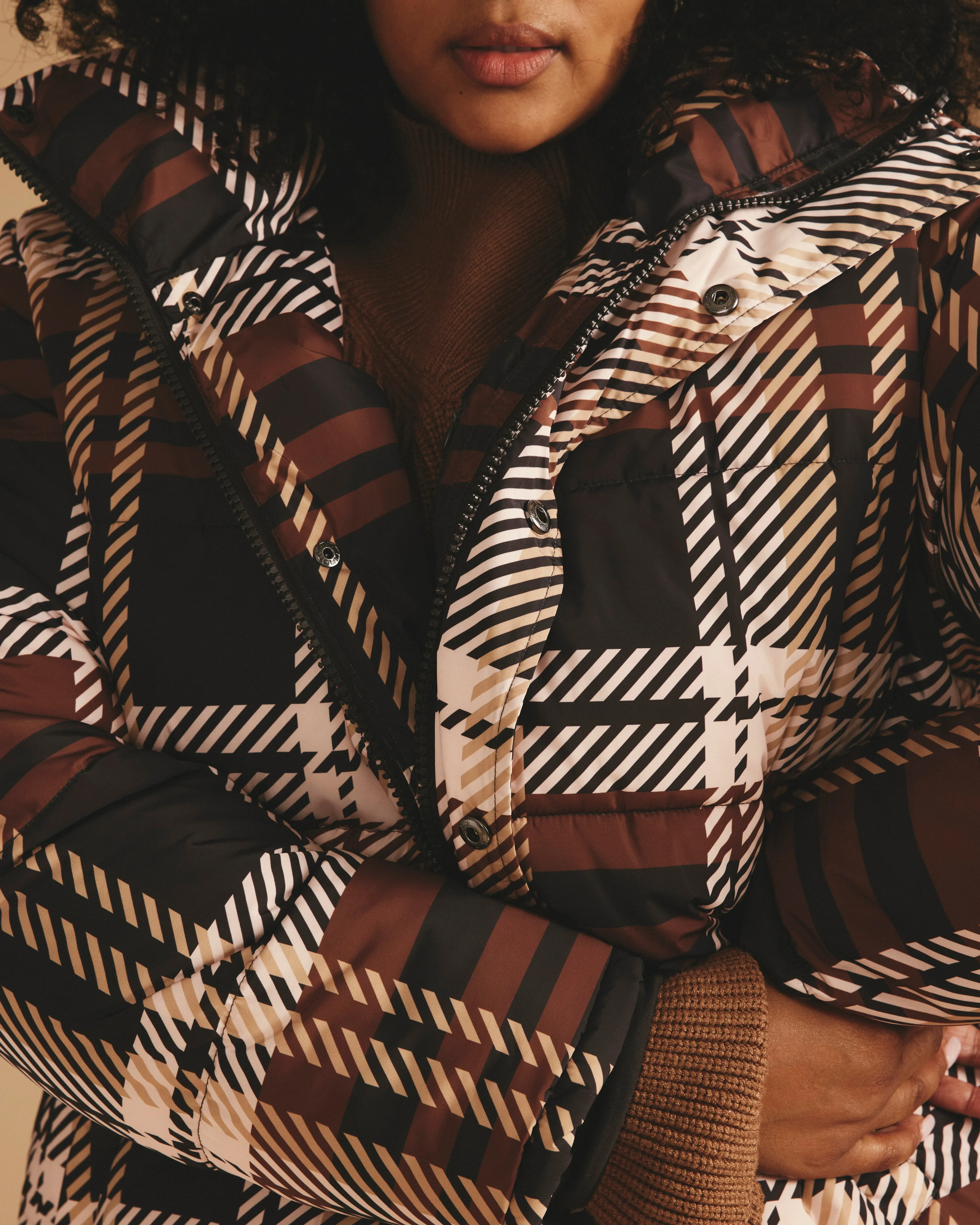 Rainier Short Hooded Puffer - Brindle Chai sold by Universal Standard product image thumbnail 3