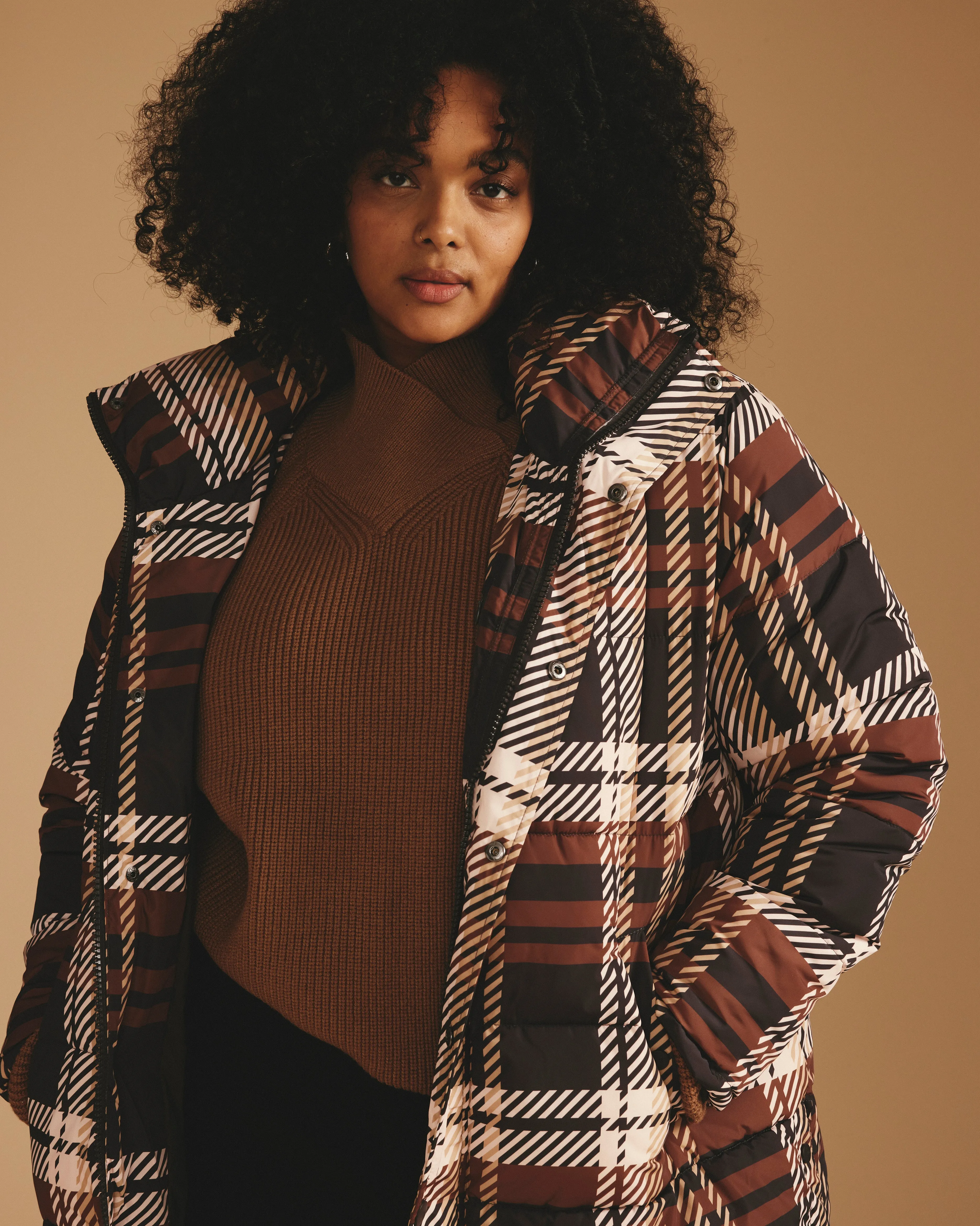 Rainier Short Hooded Puffer - Brindle Chai sold by Universal Standard product image thumbnail 5