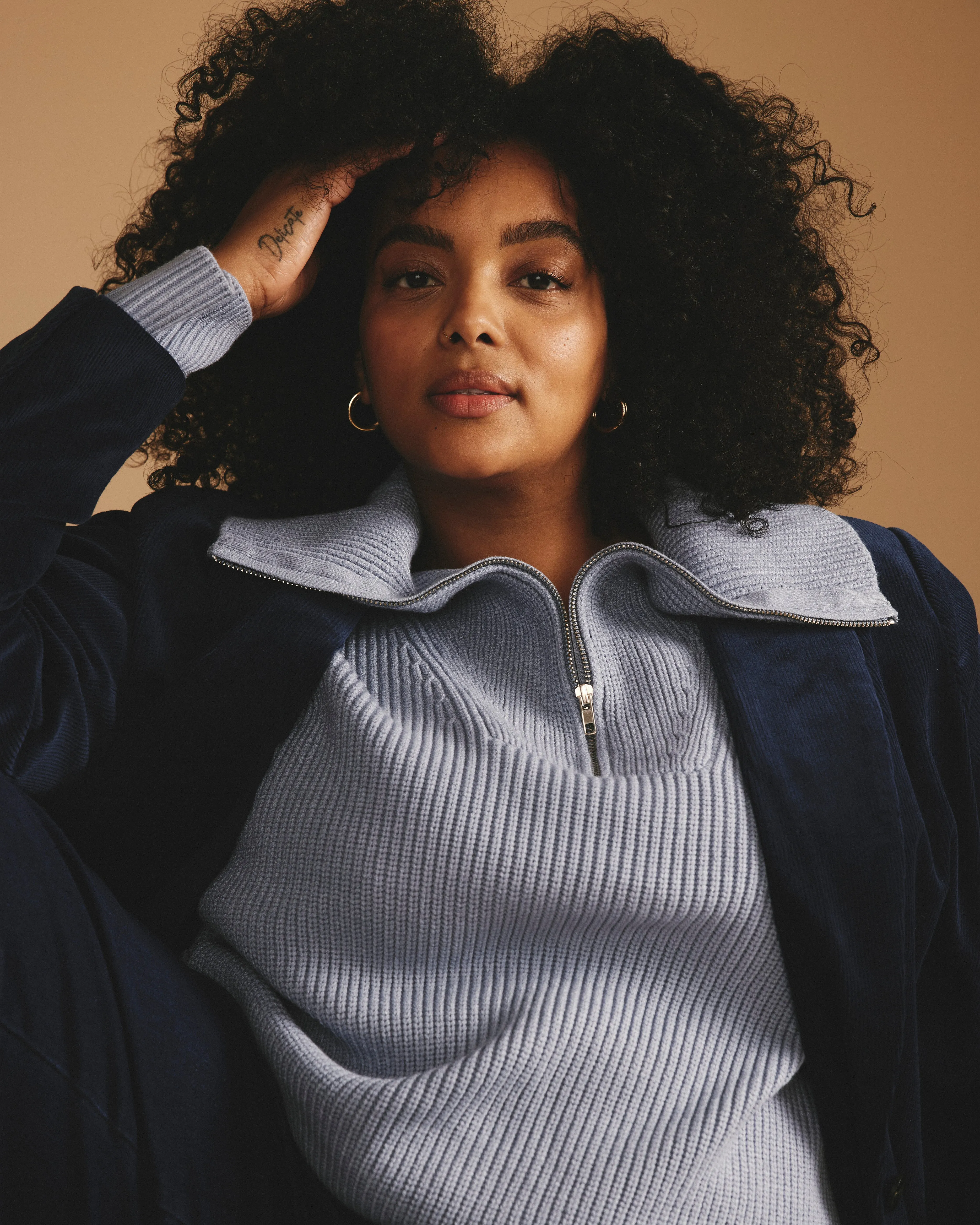 Brenda Zip Sweater - Blue Grey sold by Universal Standard