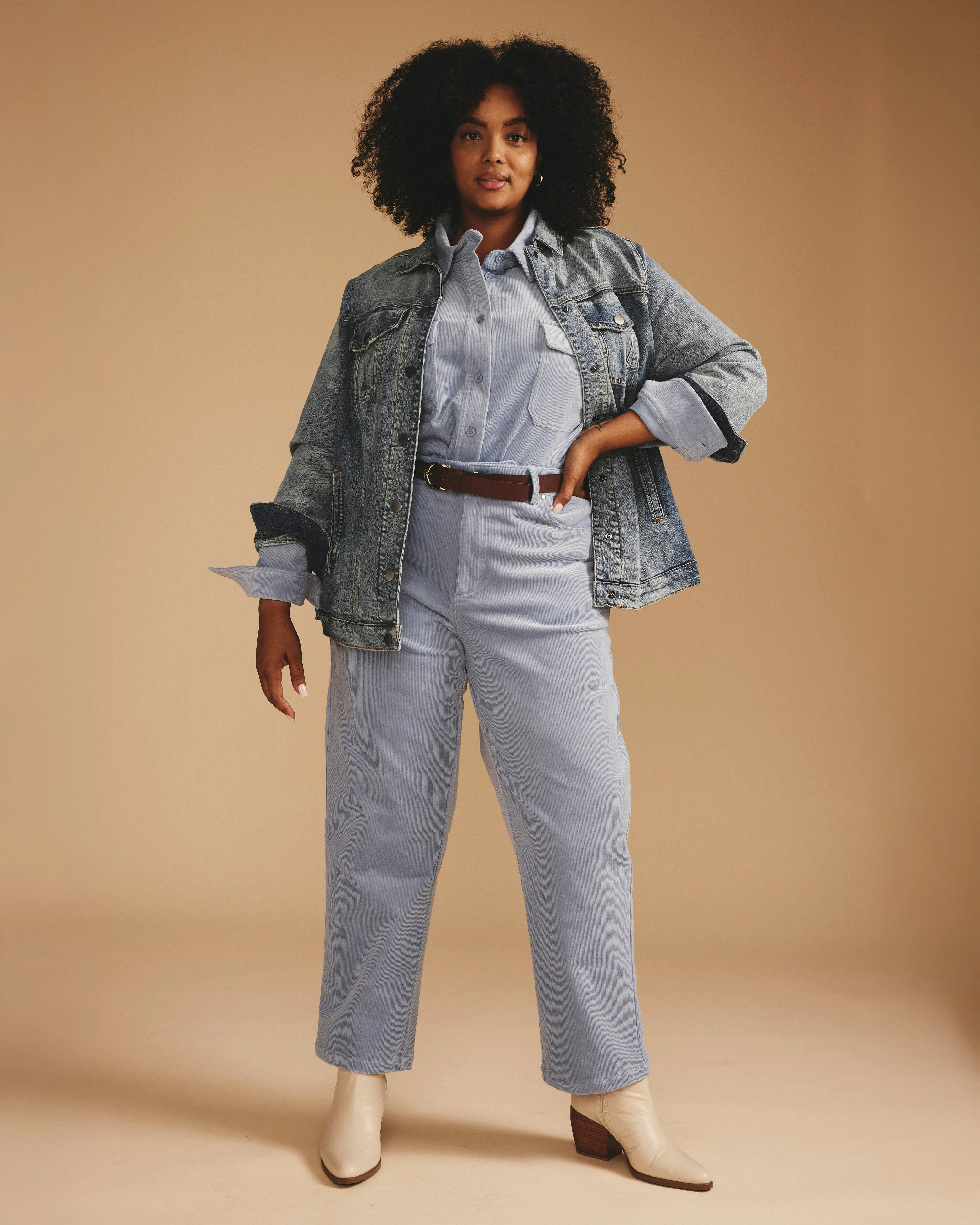 Cassidy High Rise Straight Corduroy Pants - Washed Rain sold by Universal Standard