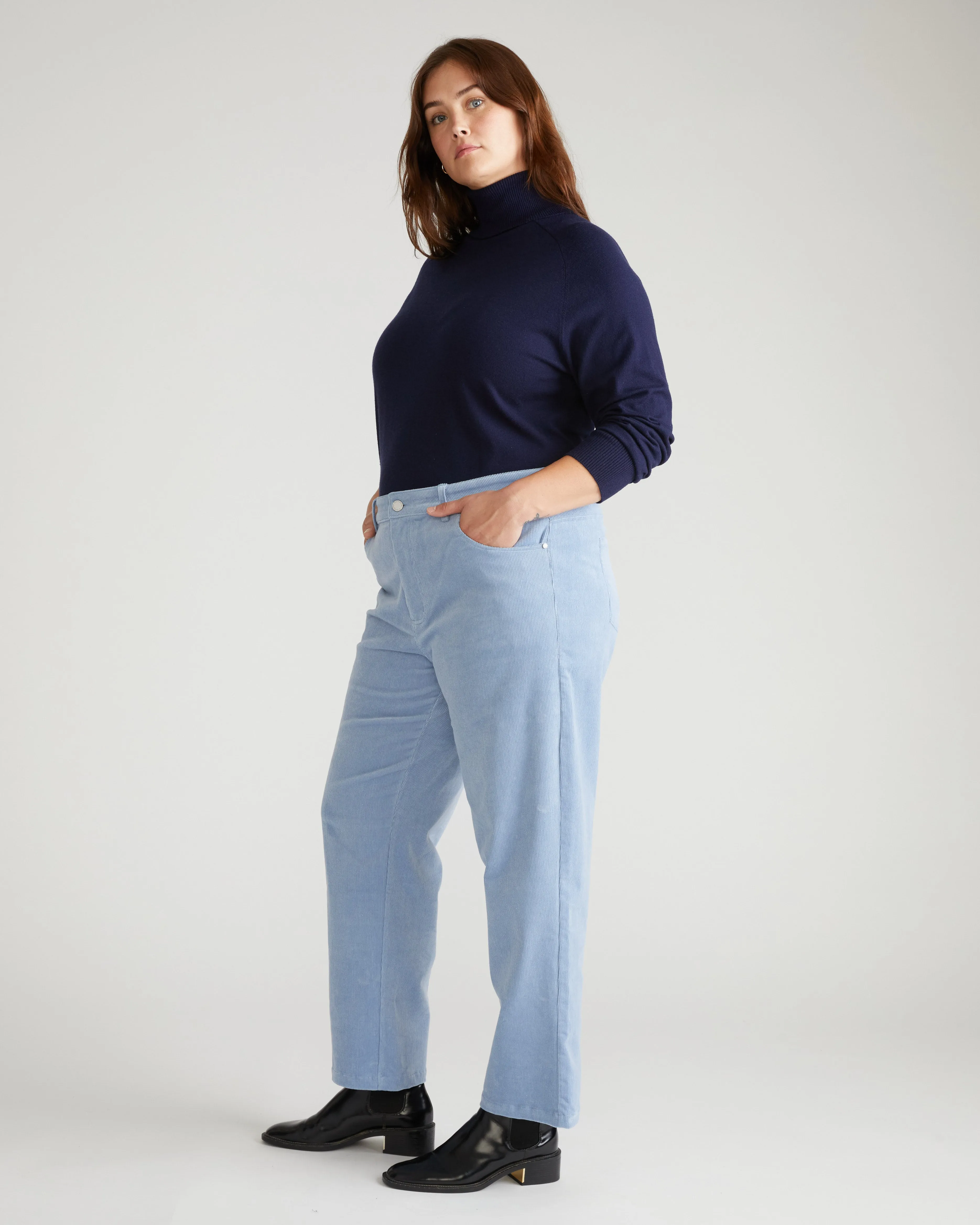Cassidy High Rise Straight Corduroy Pants - Washed Rain sold by Universal Standard product image thumbnail 3