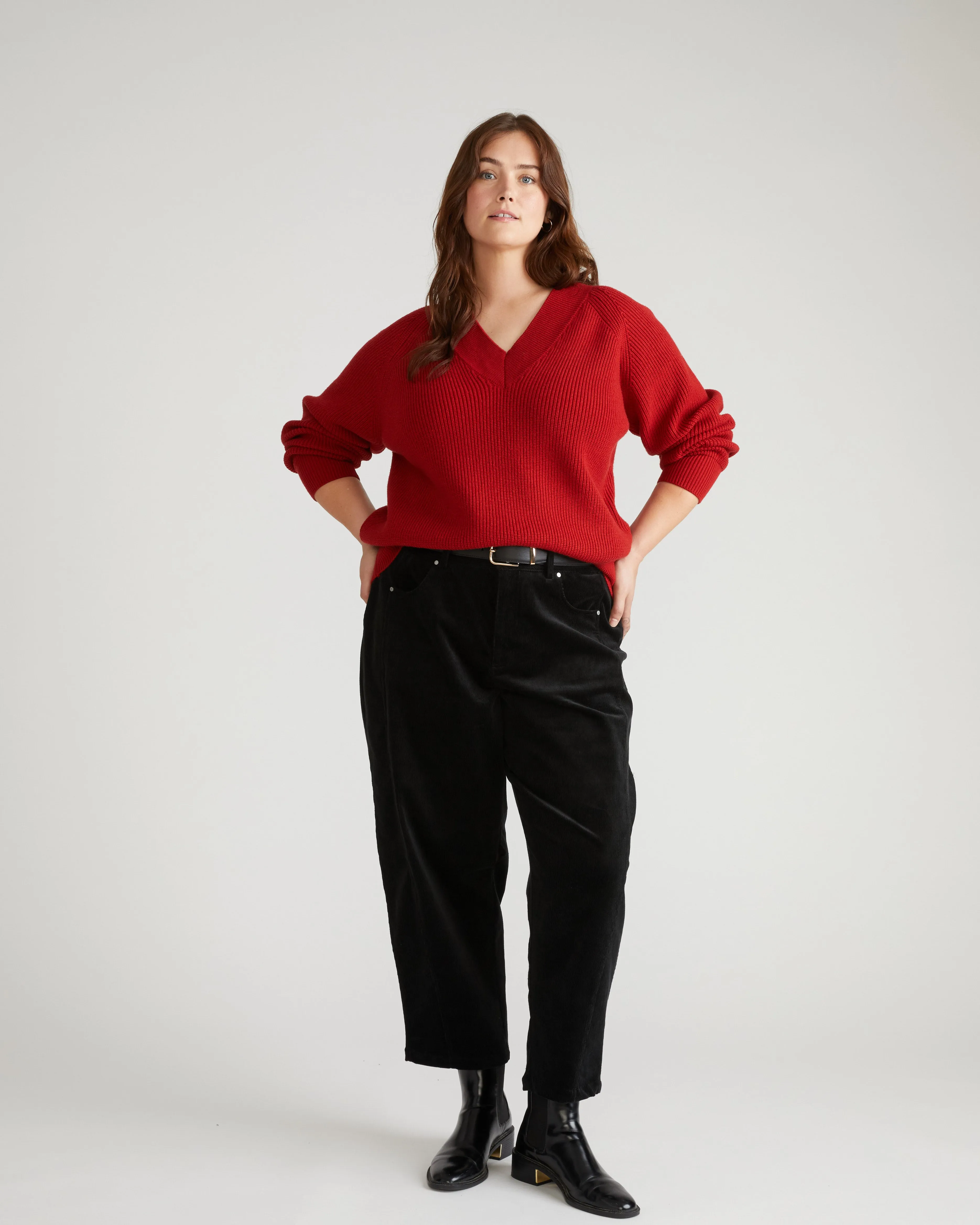 Tori V Neck Sweater - Autumnal Red sold by Universal Standard product image thumbnail 4