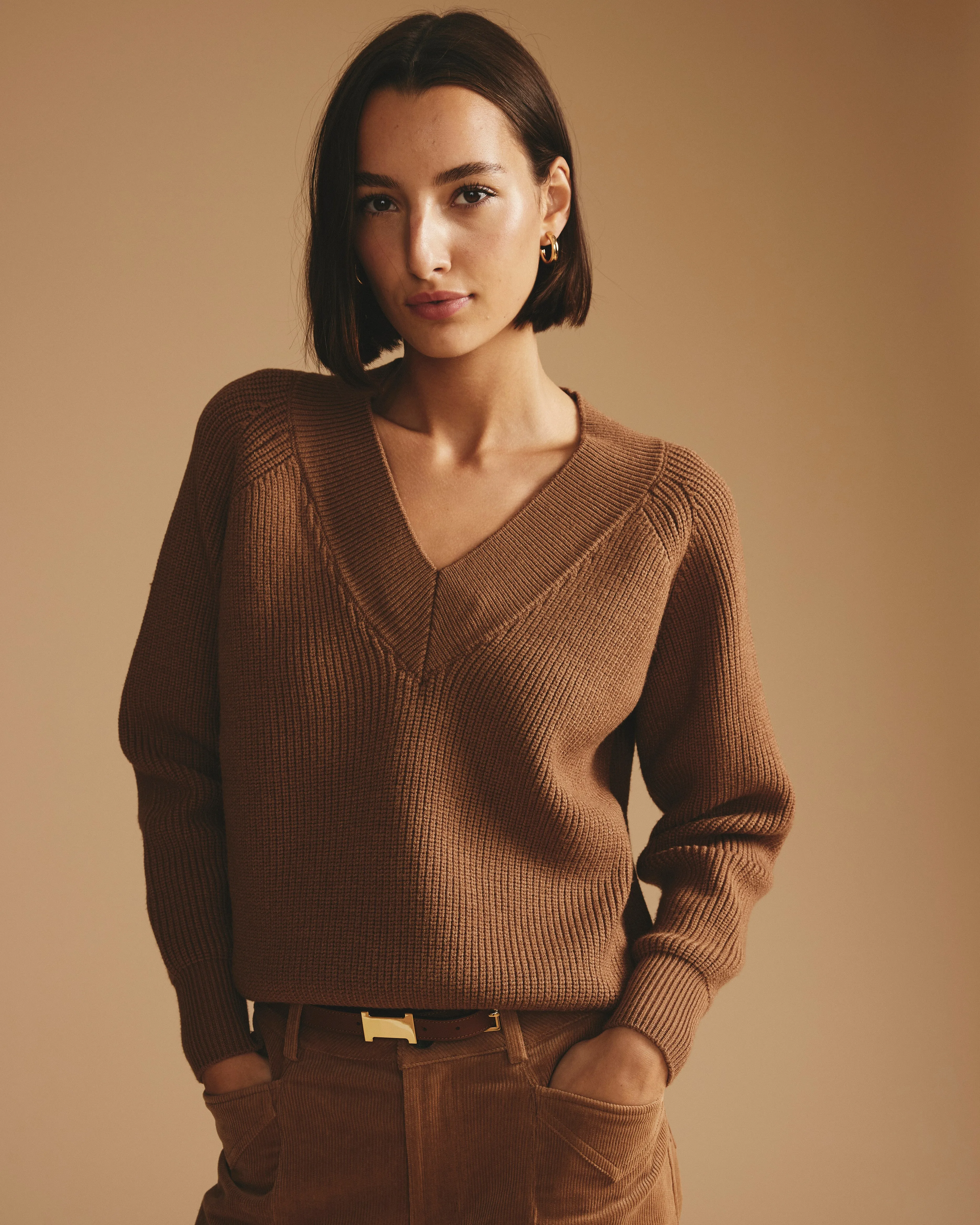 Tori V Neck Sweater - Classic Camel sold by Universal Standard product image thumbnail 2
