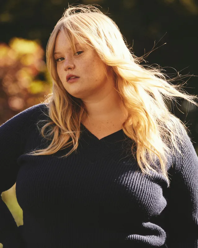 Tori V Neck Sweater - Navy sold by Universal Standard