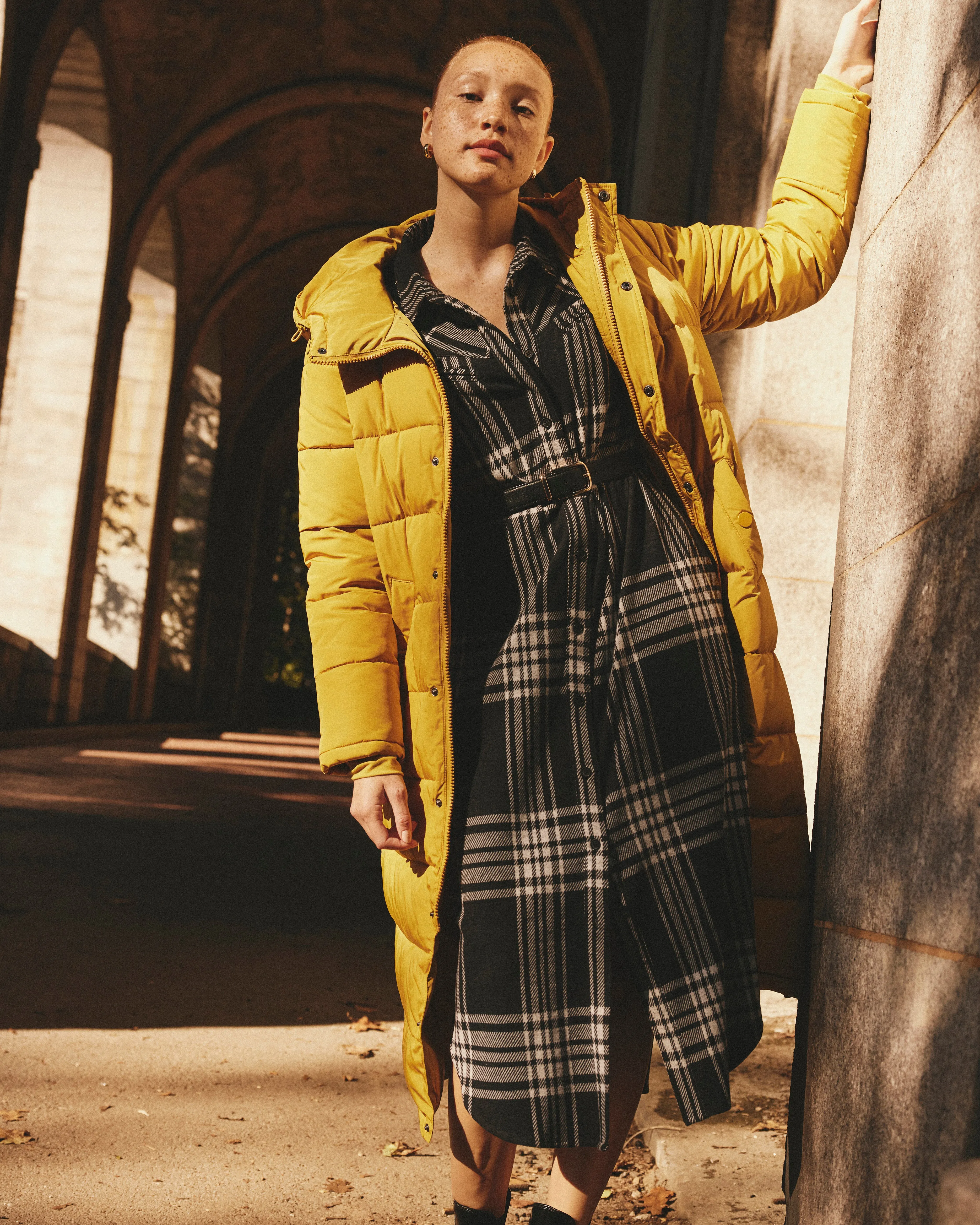 Morgan Belted Stretch Flannel Shirtdress - Highland Hug Black Plaid sold by Universal Standard