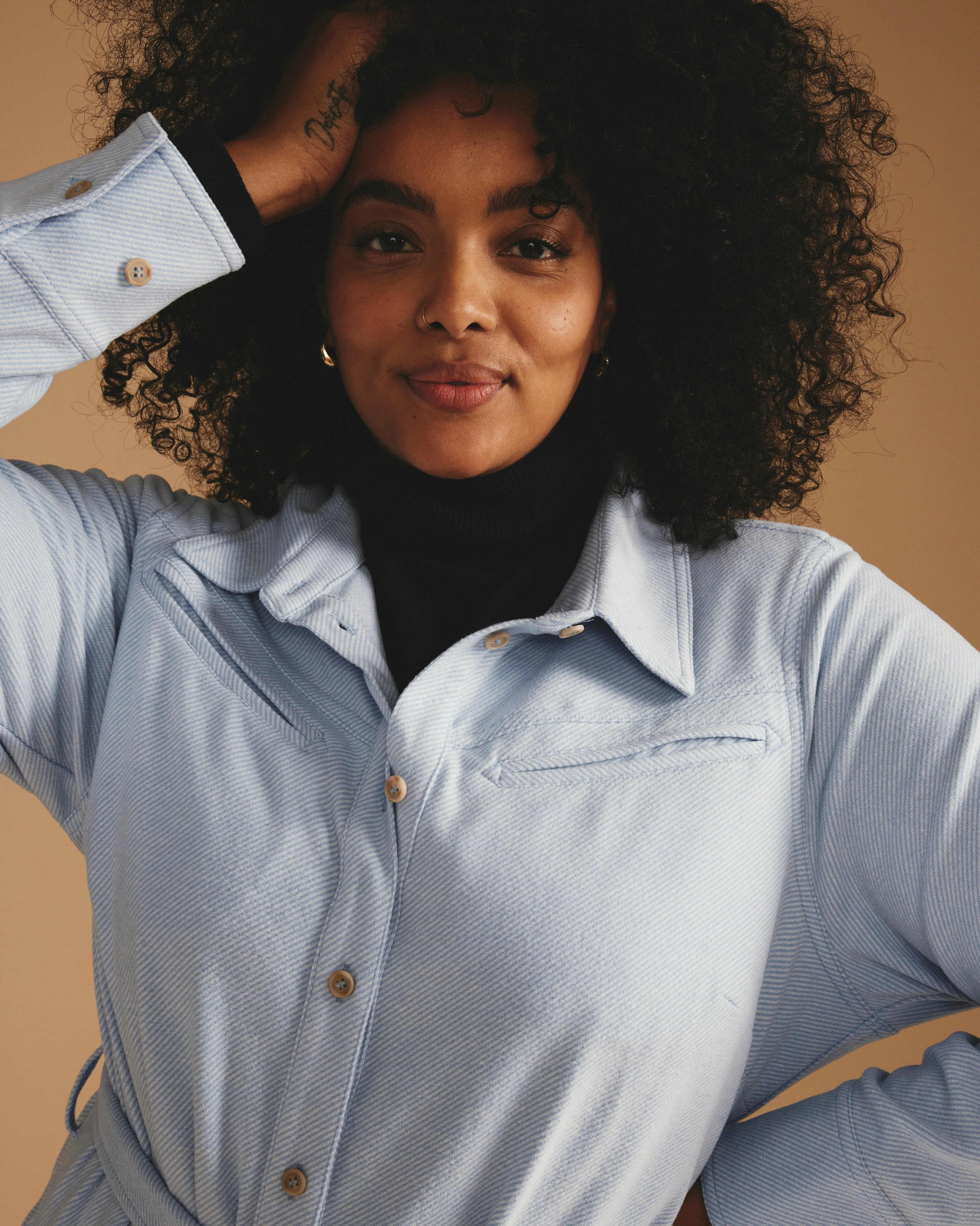 Morgan Belted Stretch Flannel Shirtdress - Battenberg Twill sold by Universal Standard product image thumbnail 2