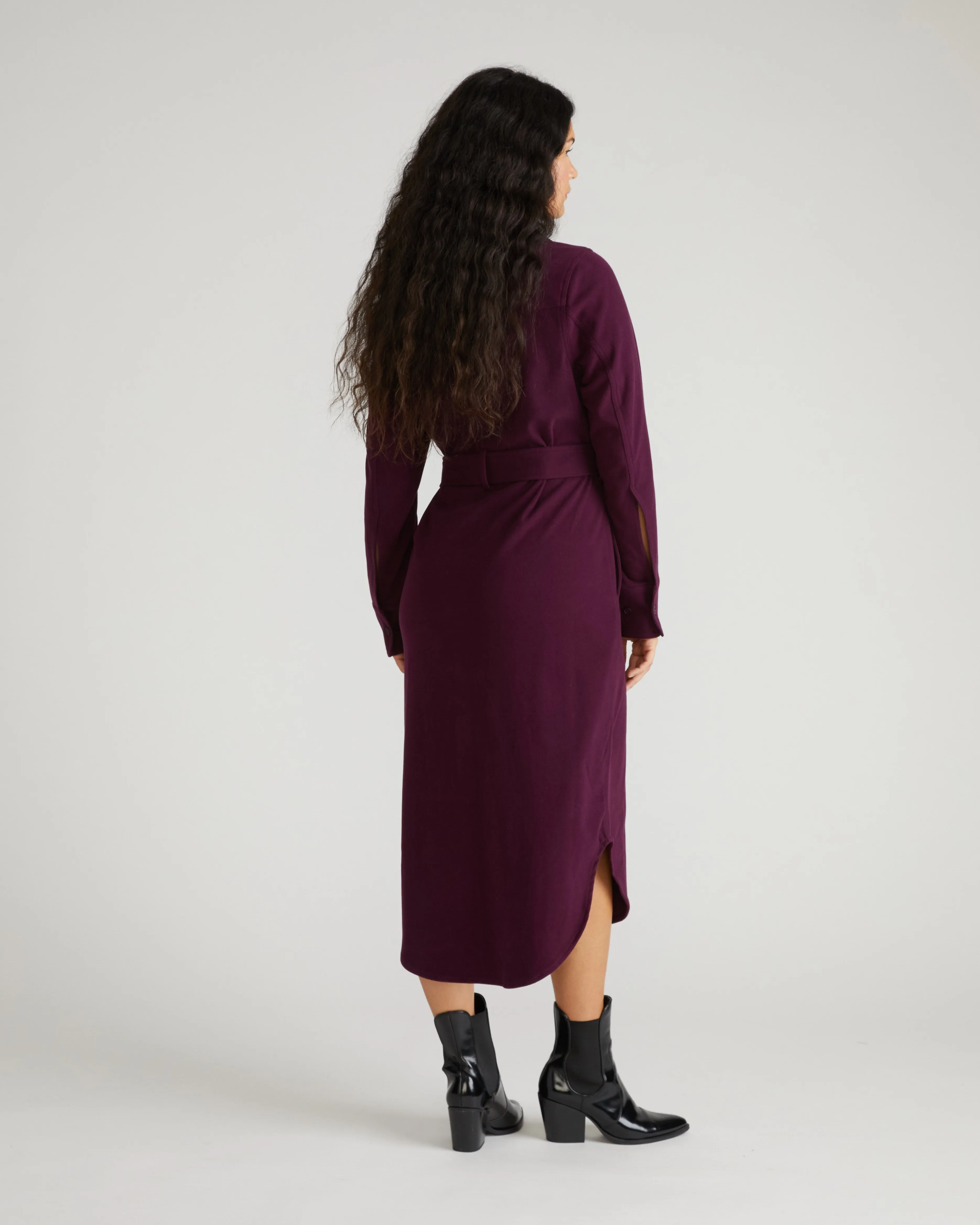 Morgan Belted Stretch Flannel Shirtdress - Gamay sold by Universal Standard product image thumbnail 3