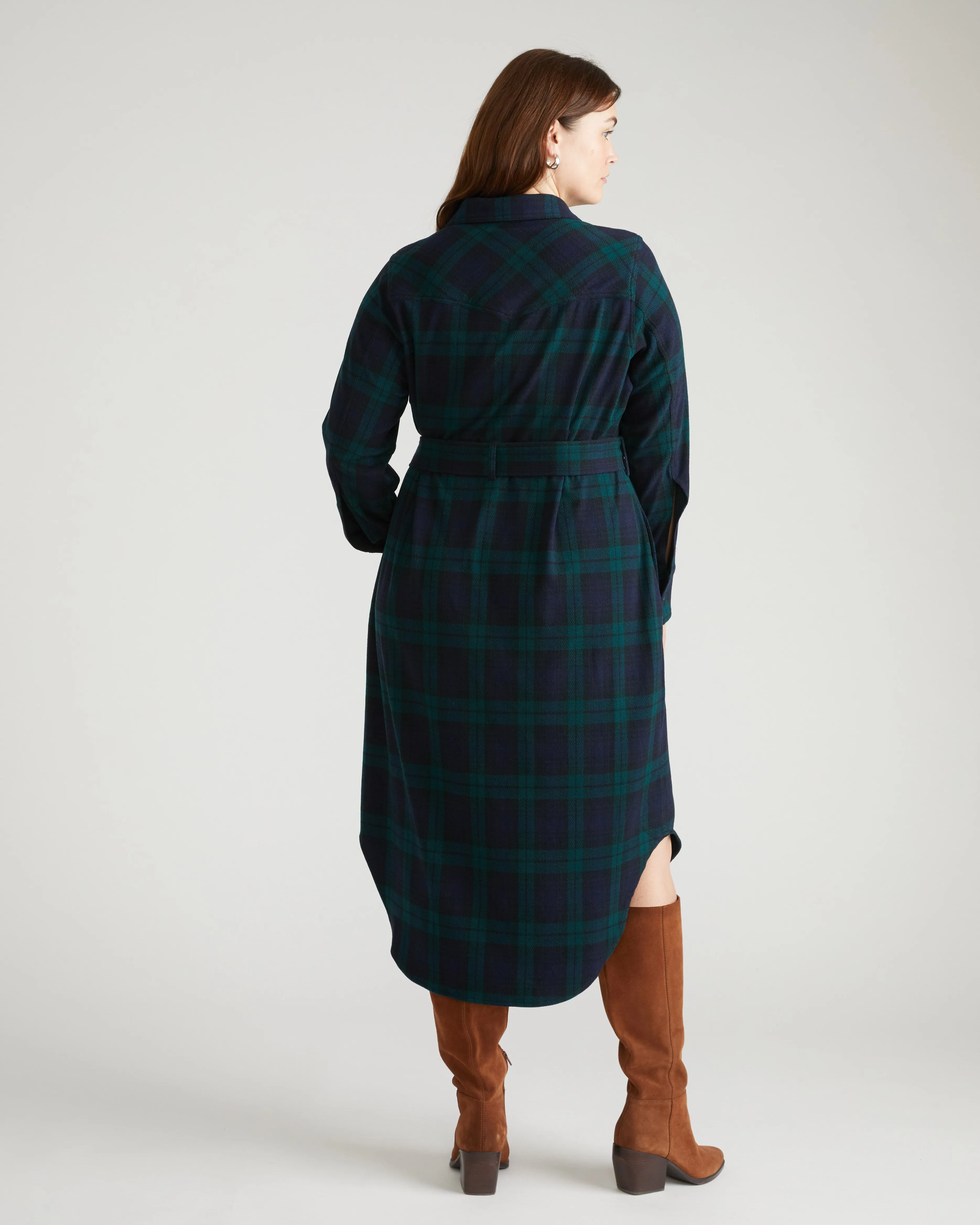 Morgan Belted Stretch Flannel Shirtdress - Yosemite Plaid sold by Universal Standard product image thumbnail 3