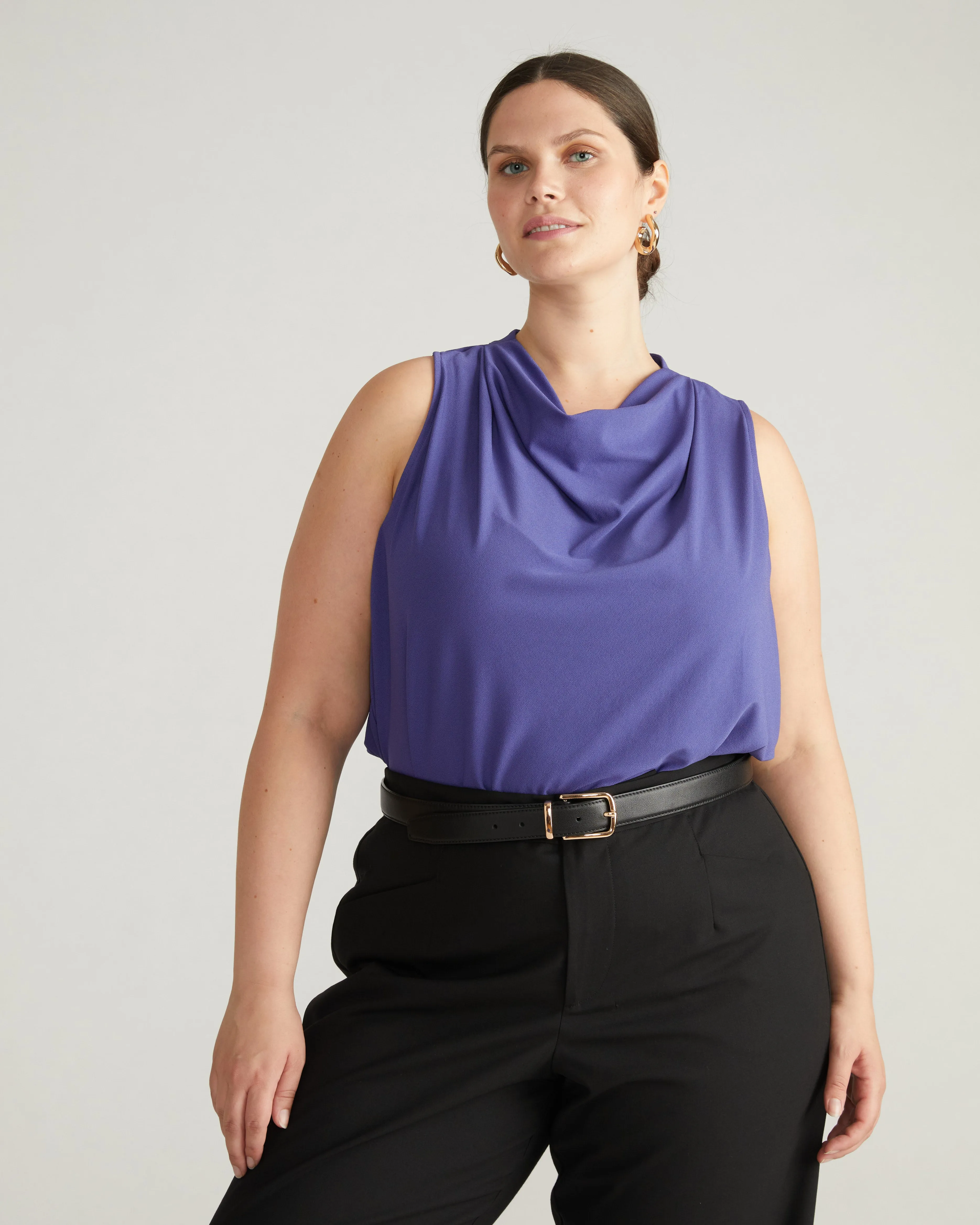 Crepe Jersey Cowl Tank Blouse - Cuban Lily sold by Universal Standard