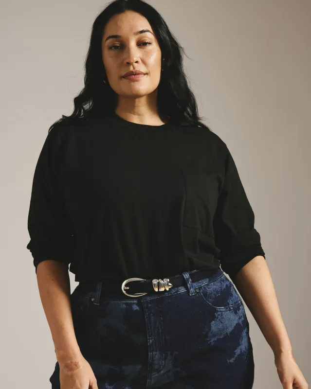 Long Sleeve Garcon Tee - Black made by Universal Standard