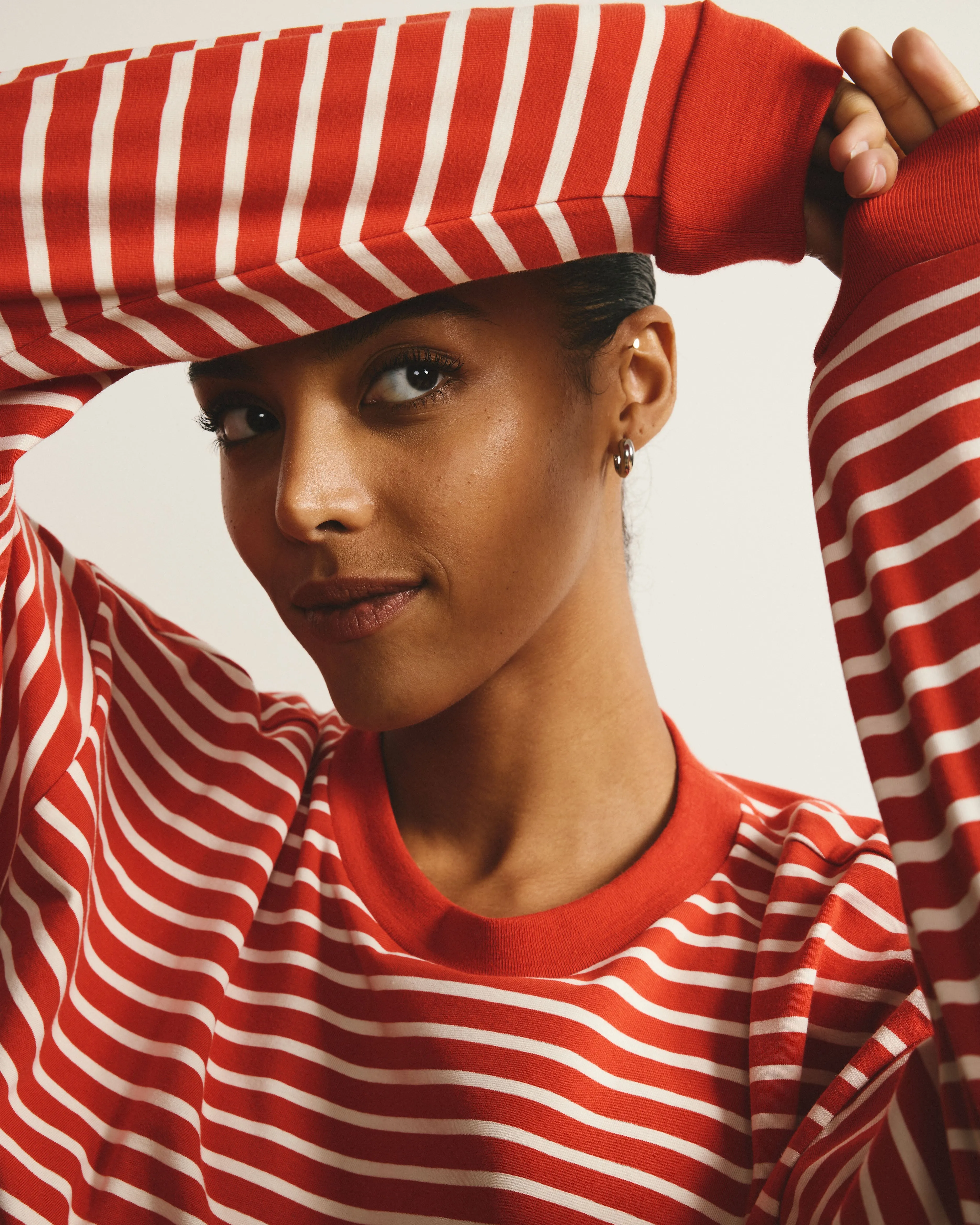 Long Sleeve Relaxed Tee - Poppy/Ecru Stripe sold by Universal Standard product image thumbnail 2