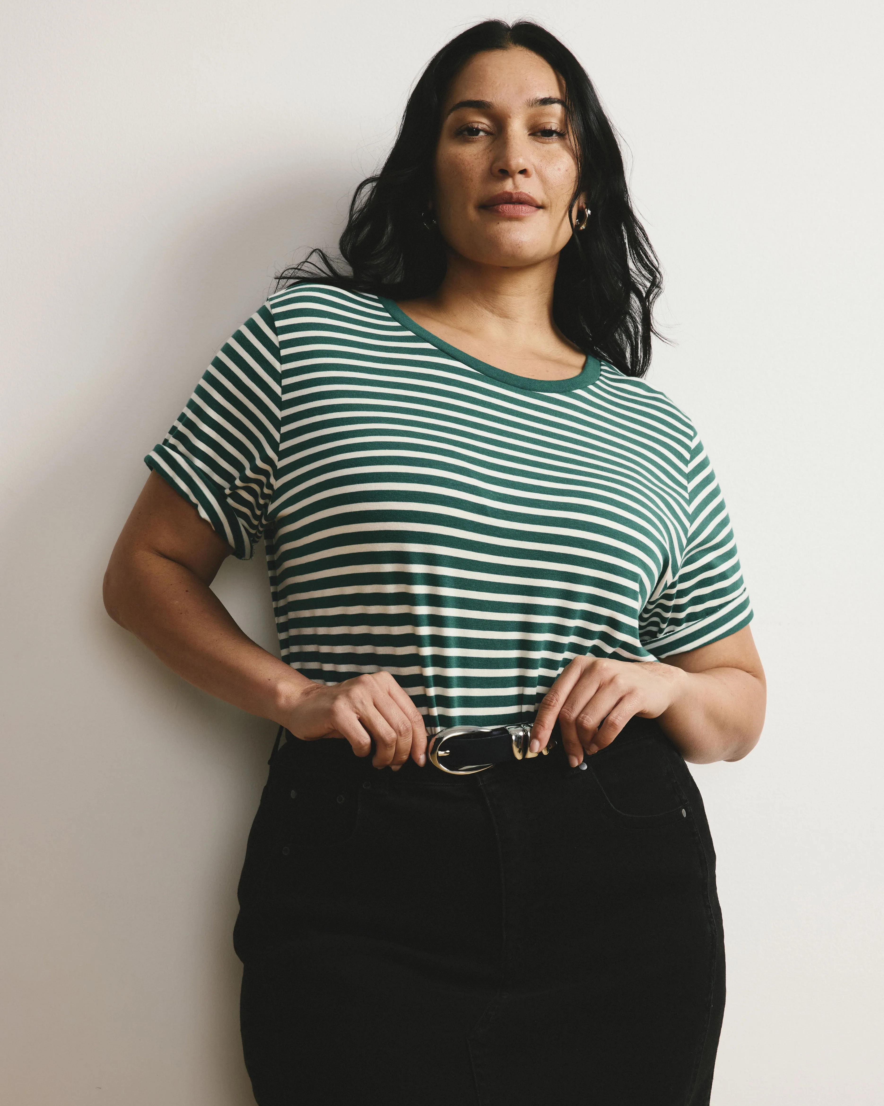 Tee Rex - Aventurine/Ecru Stripe sold by Universal Standard product image thumbnail 4