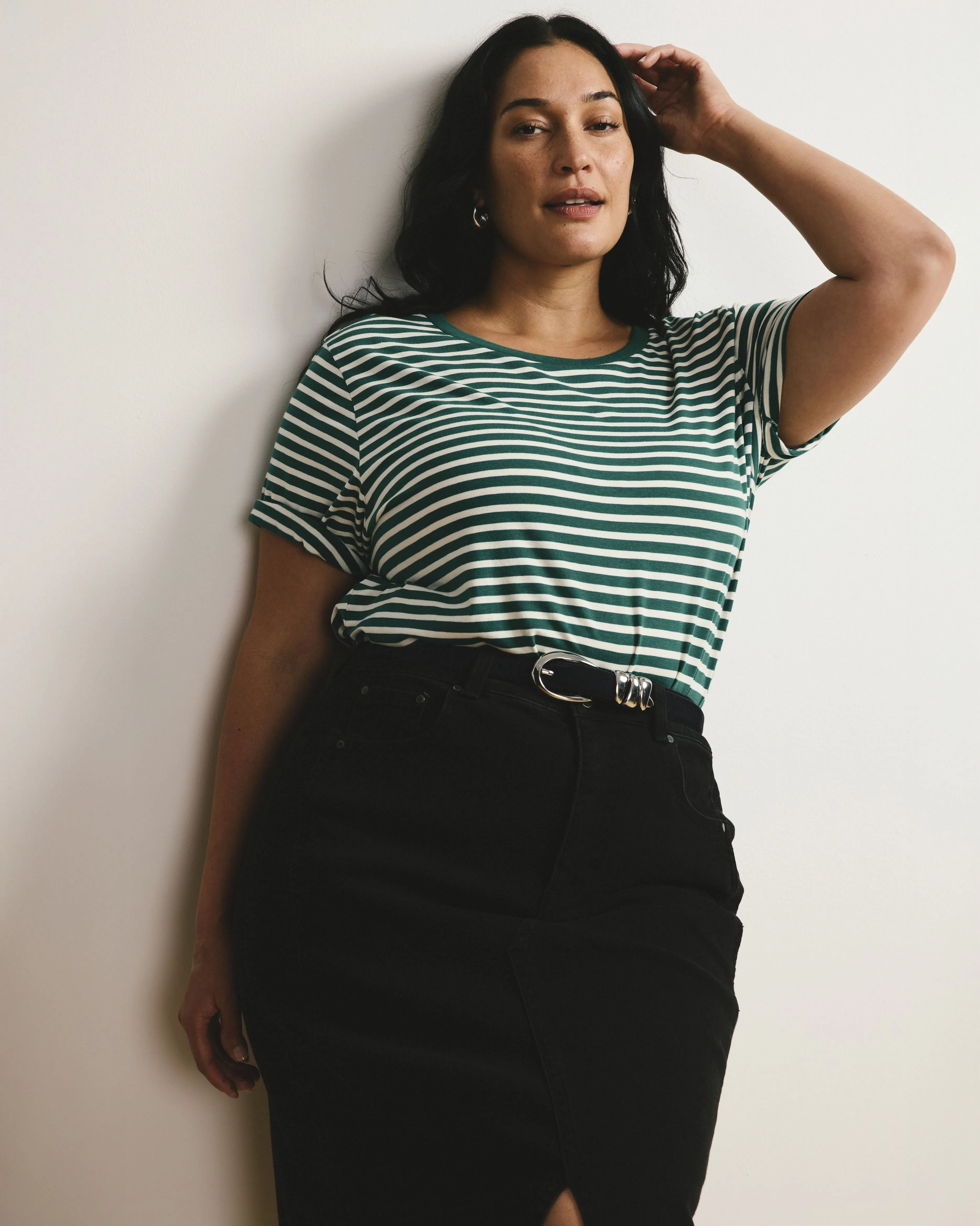 Tee Rex - Aventurine/Ecru Stripe sold by Universal Standard product image thumbnail 3