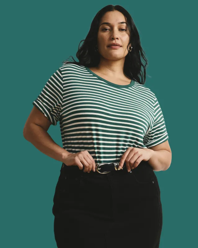 Tee Rex - Aventurine/Ecru Stripe sold by Universal Standard