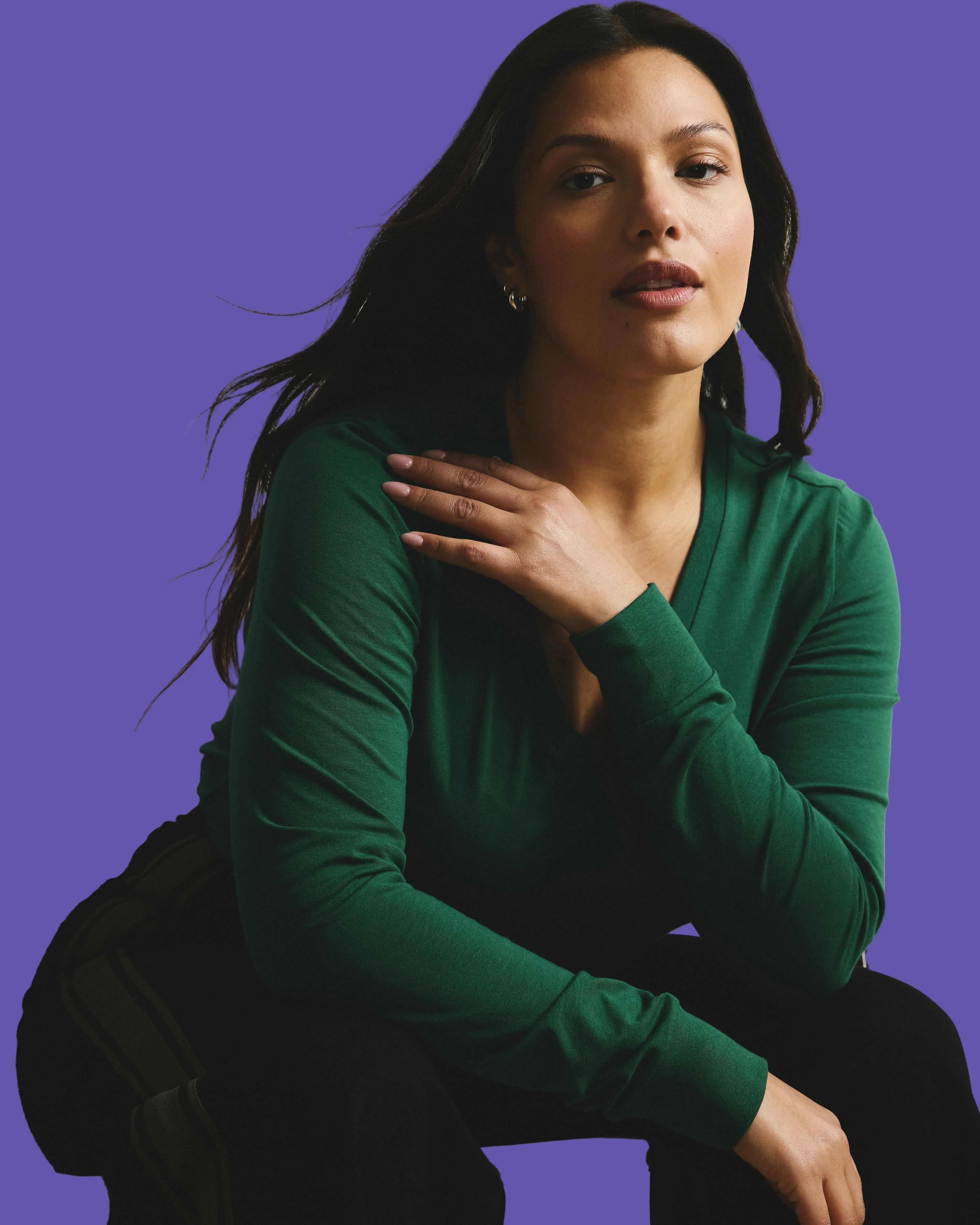 Long Sleeve V Rex - Aventurine sold by Universal Standard