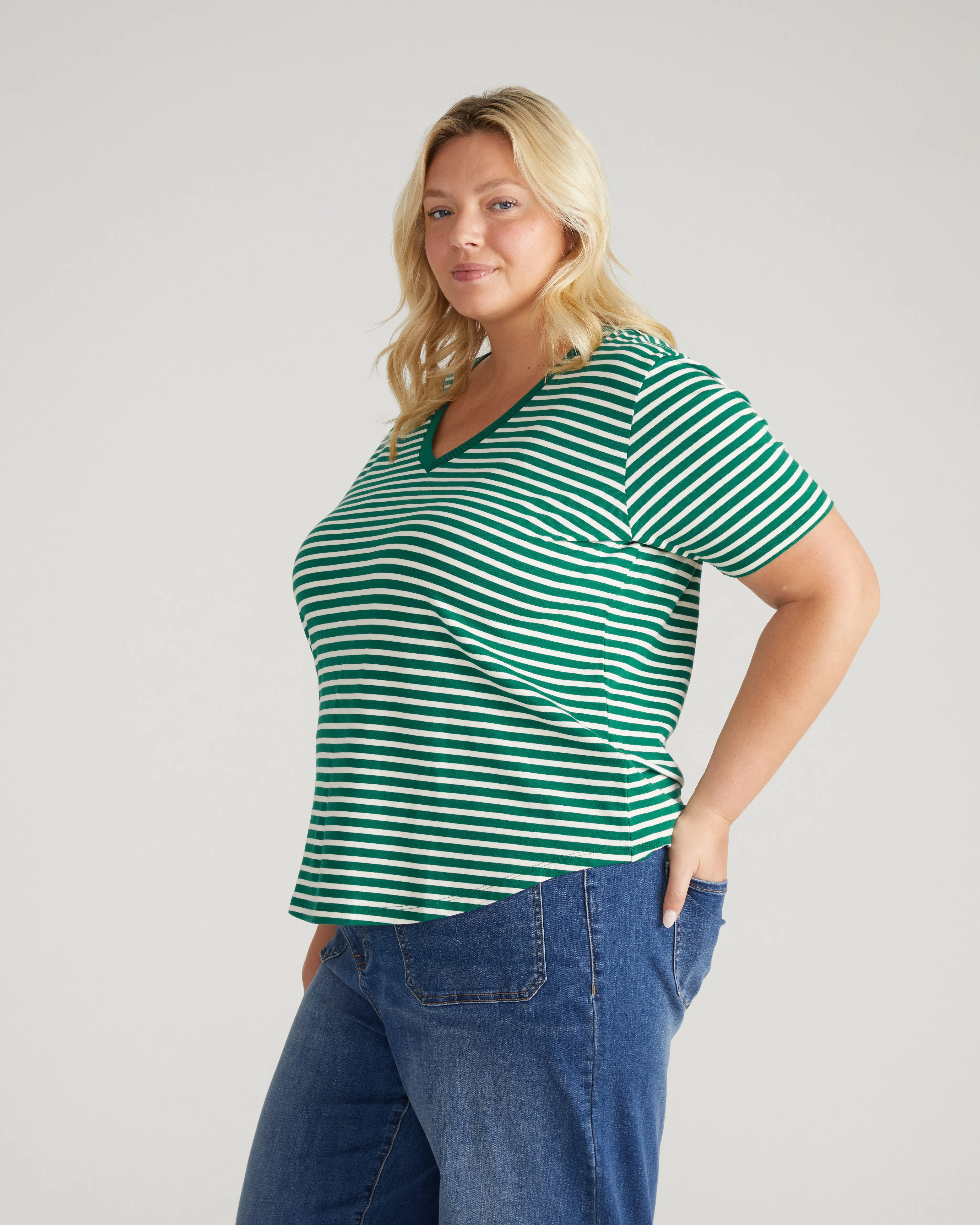 V Rex - Aventurine/Ecru Stripe sold by Universal Standard product image thumbnail 3