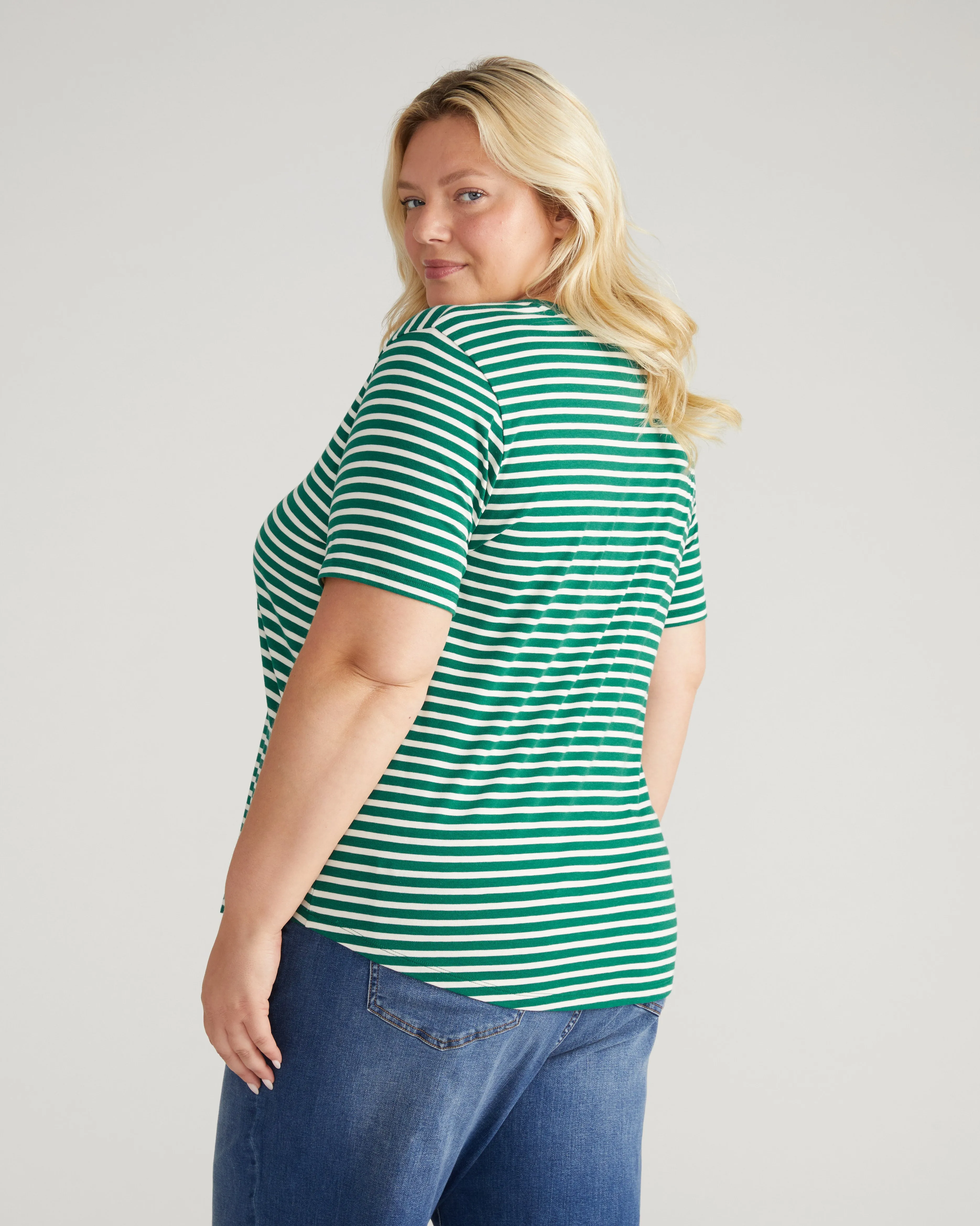 V Rex - Aventurine/Ecru Stripe sold by Universal Standard product image thumbnail 4